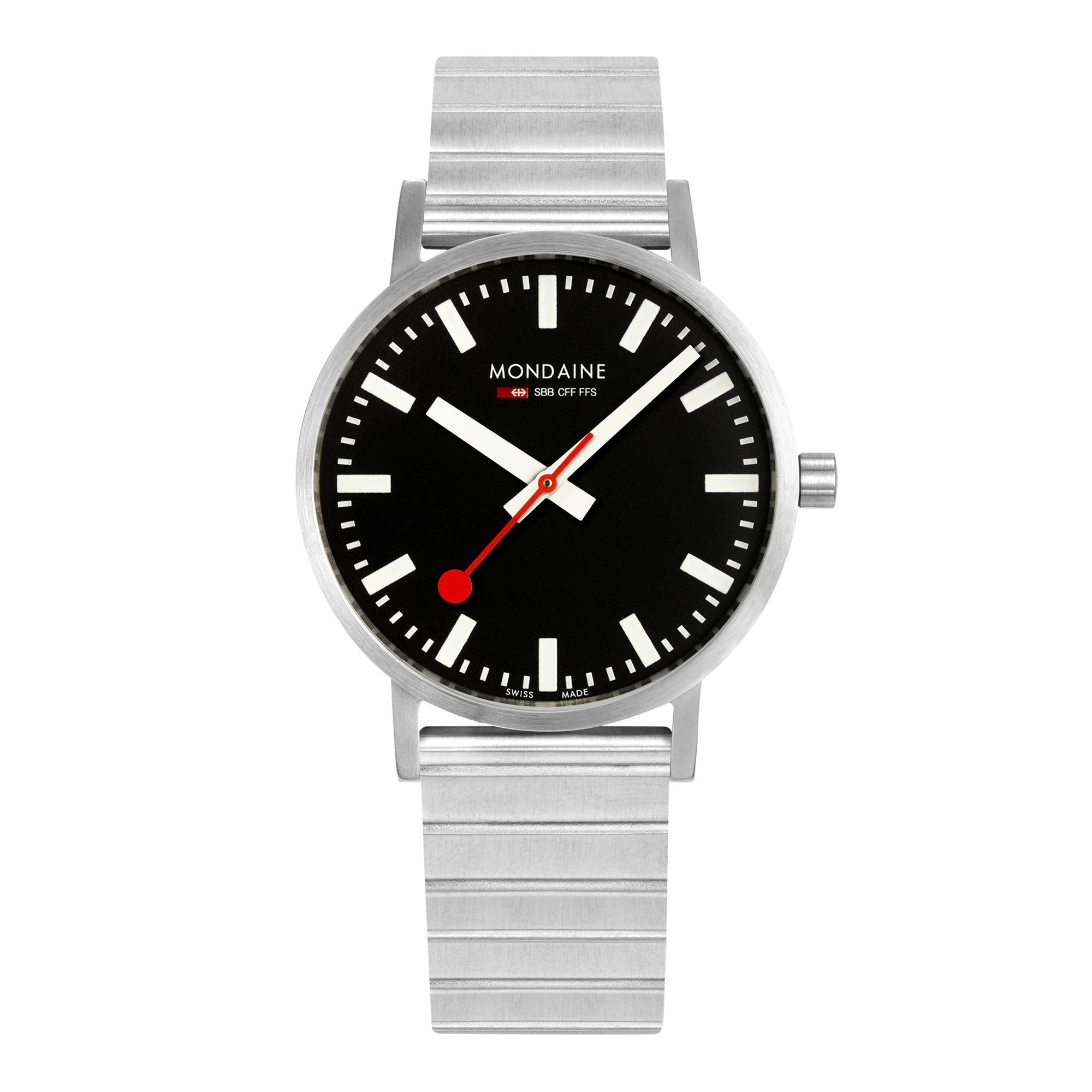 Mondaine Classic Quartz Black Dial Stainless Steel Bracelet Watch A660.30360.16SBW