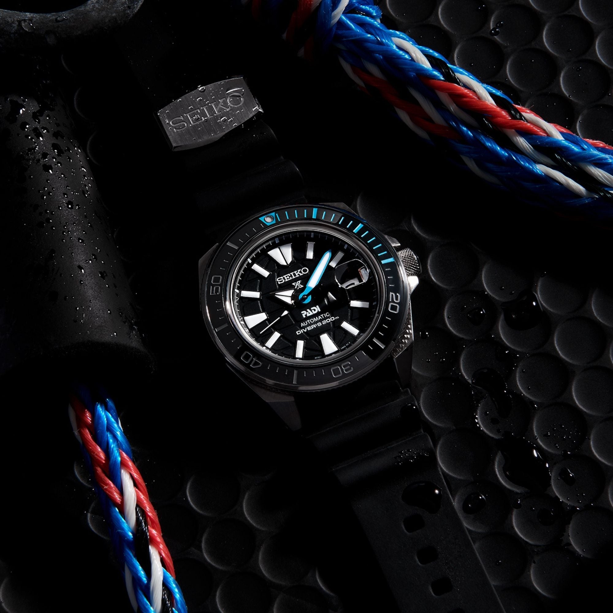 Seiko Prospex 'King Samurai' PADI Automatik Blaues Zifferblatt Schwarzes Silikonarmband Herrenarmbanduhr SRPG21K1