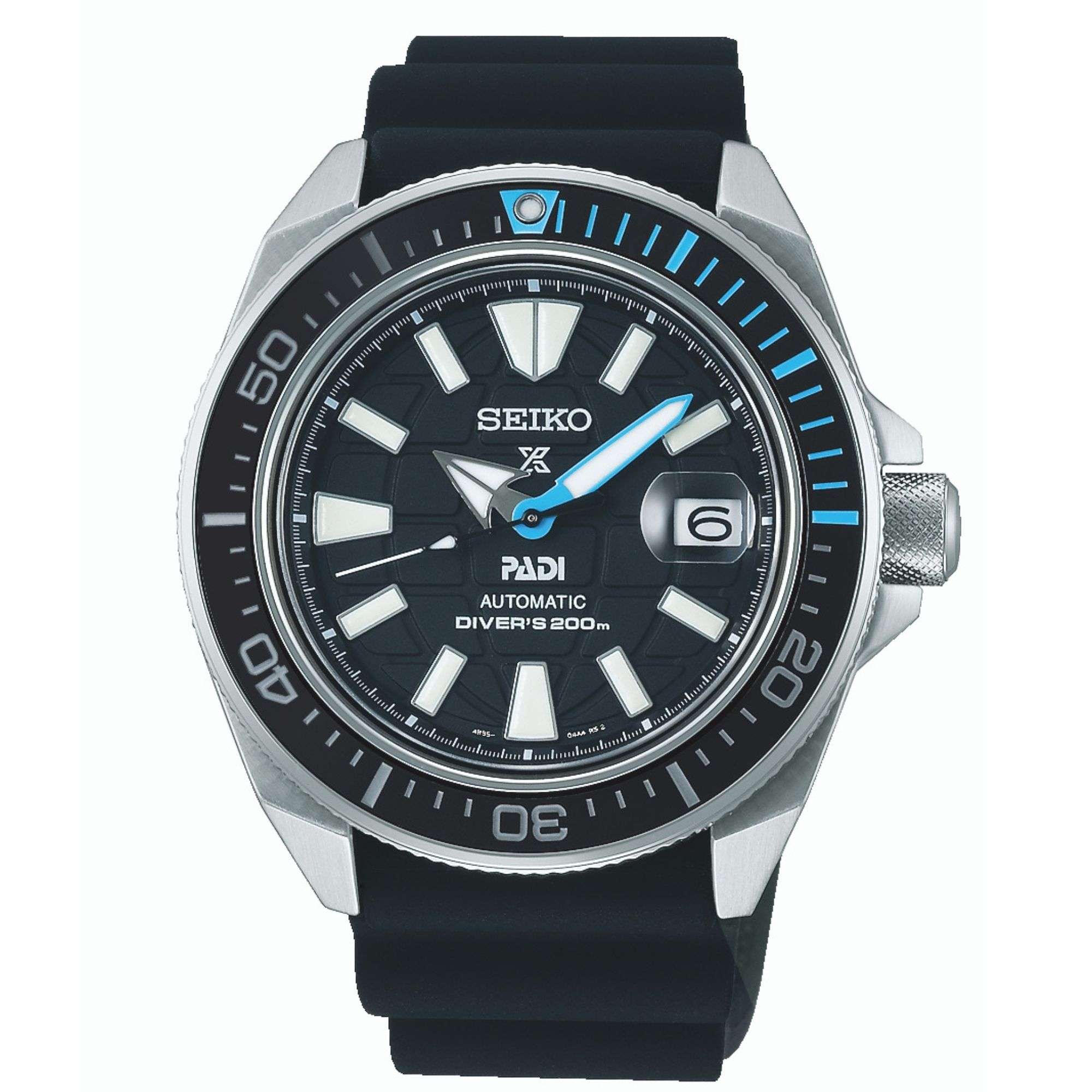 Seiko Prospex 'King Samurai' PADI Automatik Blaues Zifferblatt Schwarzes Silikonarmband Herrenarmbanduhr SRPG21K1