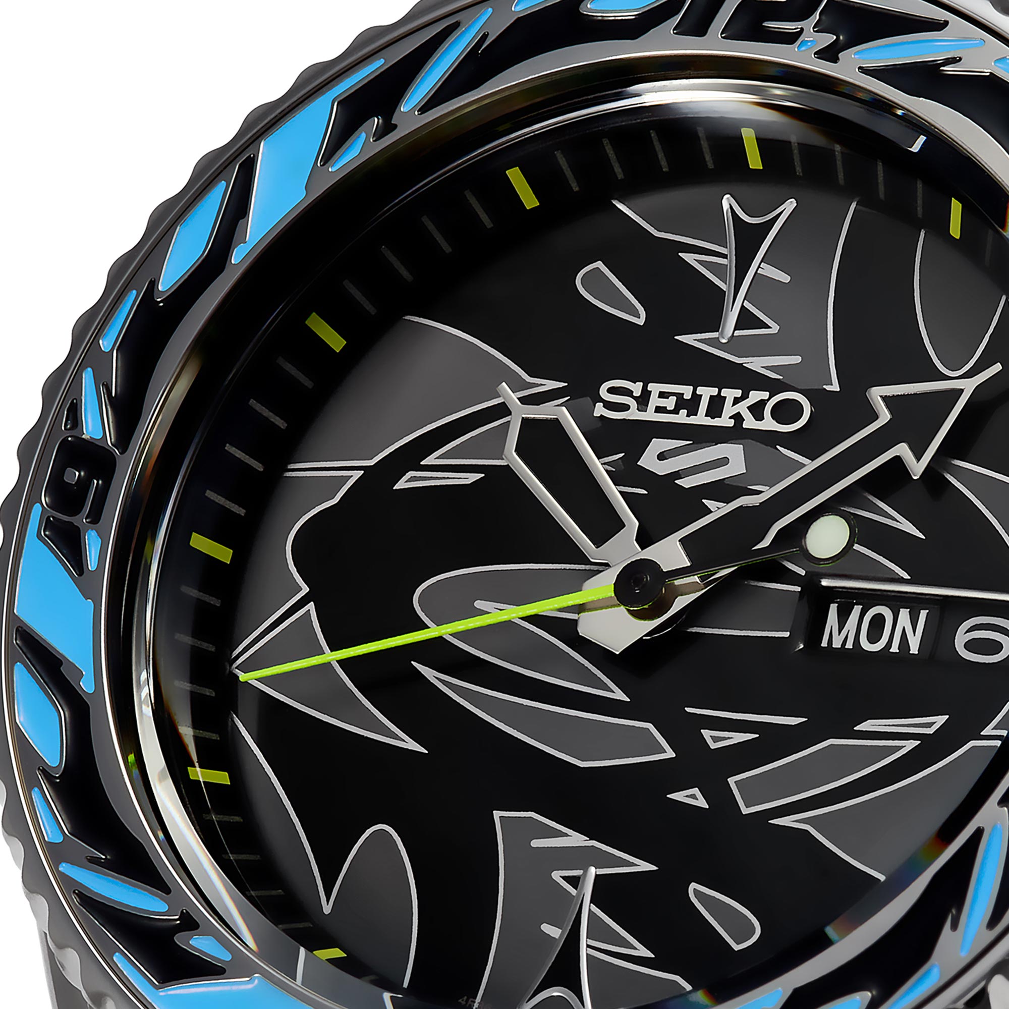 Seiko 5 Sports GucciMaze Limited Edition Automatic Black Dial Silver Stainless Steel Bracelet Men's Watch SRPG65K1