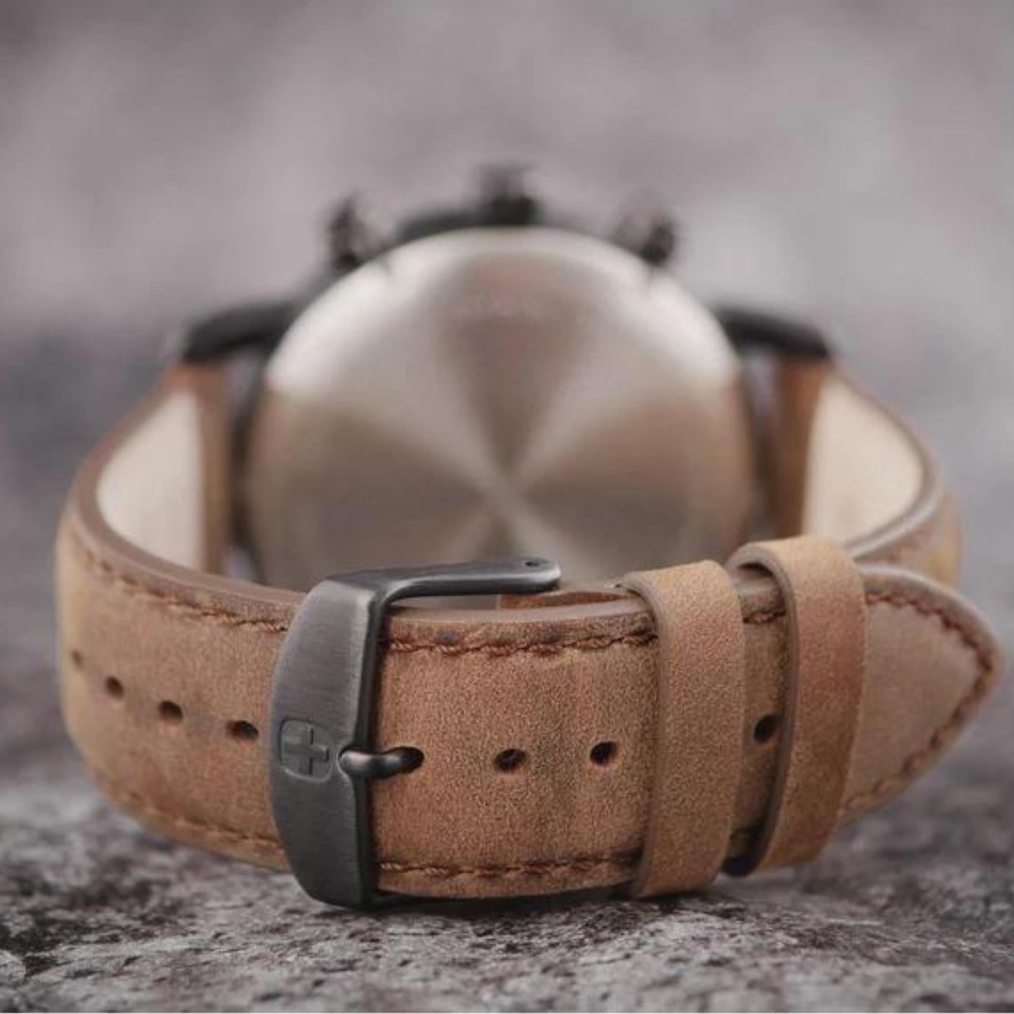 Wenger Urban Metropolitan Chronograph Quarz Schwarzes Zifferblatt Braunes Lederarmband Herren Uhr 01.1743.112