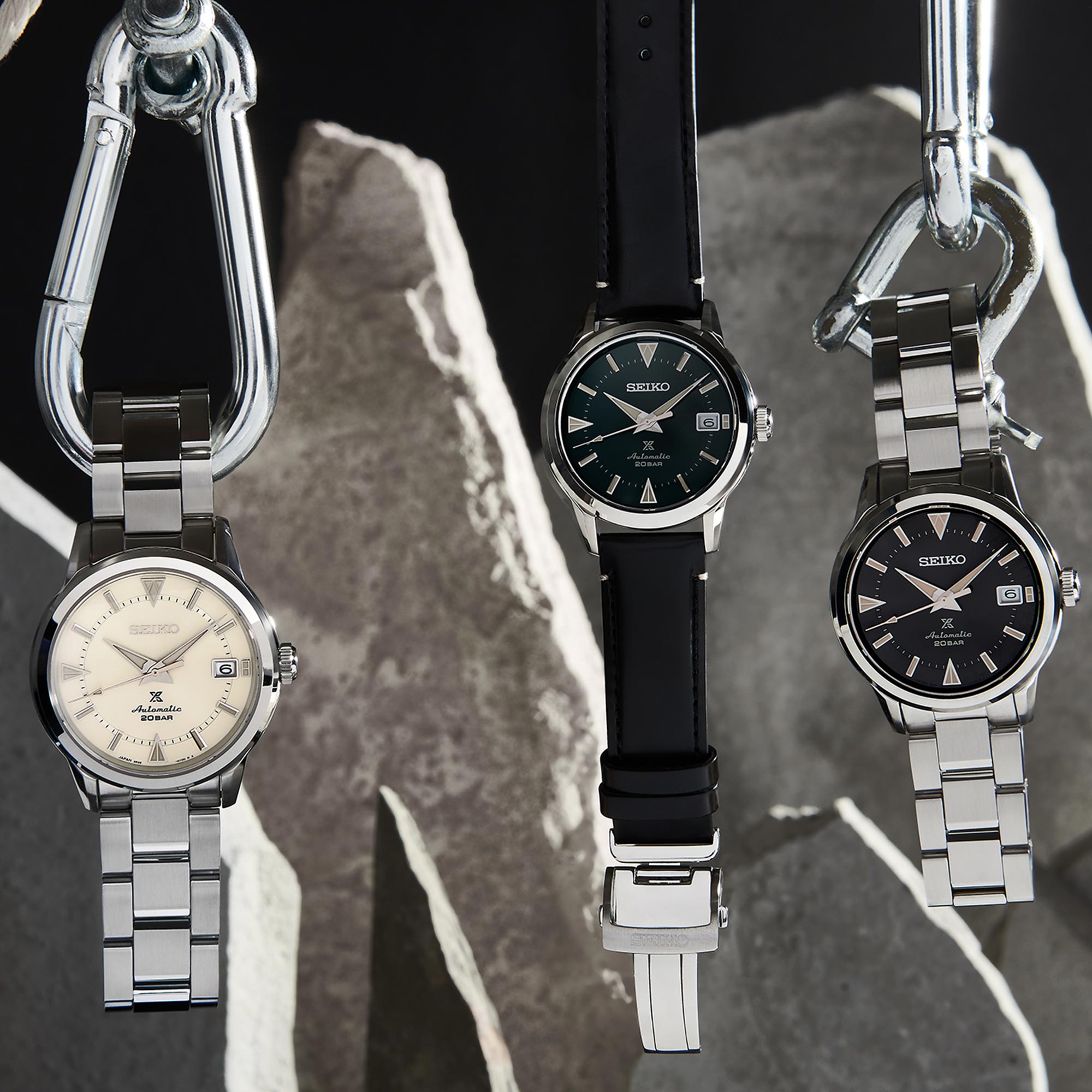 Seiko Prospex 1959 Alpinist Automatik Schwarzes Zifferblatt Edelstahl Armband Herren Uhr SPB243J1