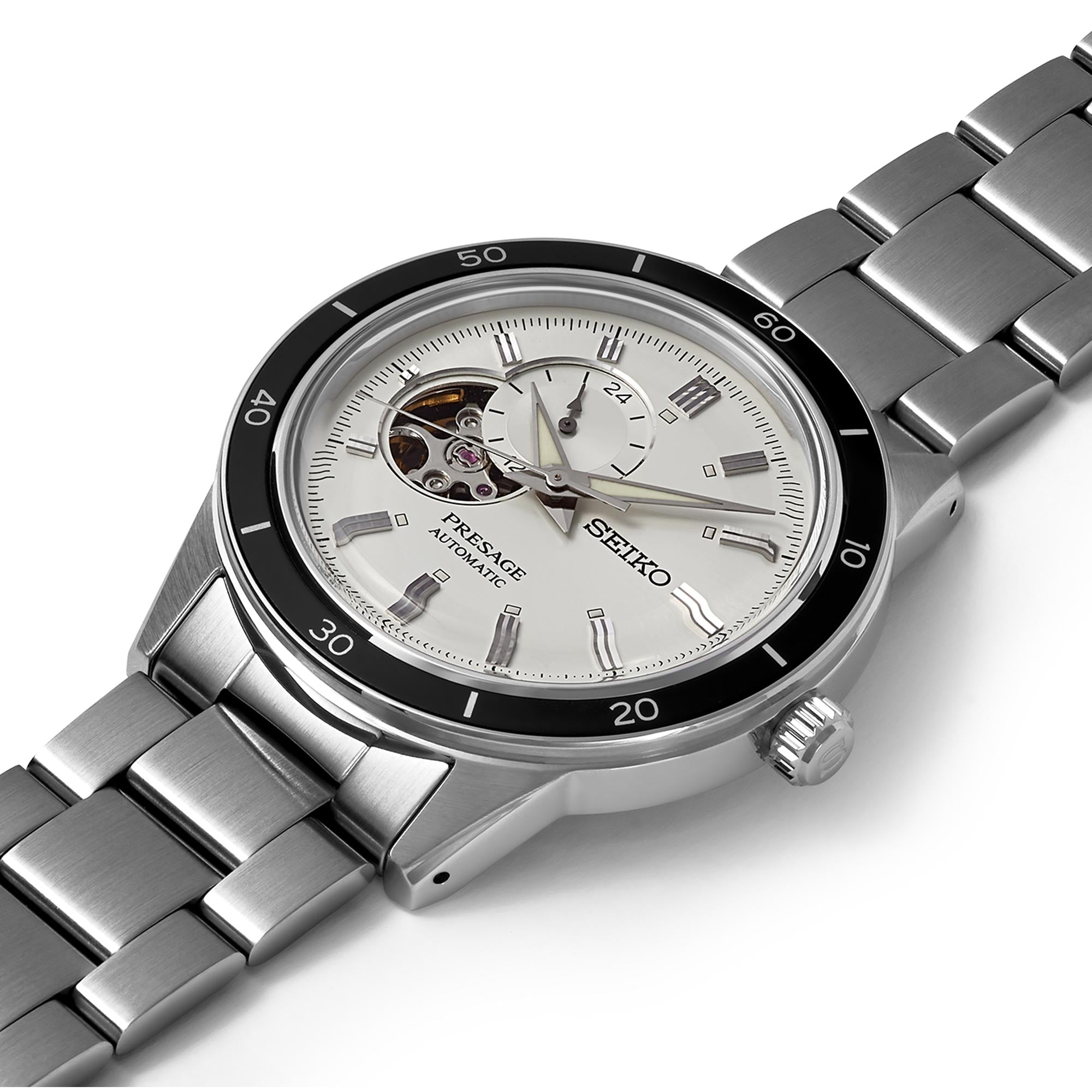 Seiko Presage Style 60's Automatik Silbernes Zifferblatt Edelstahlarmband Herren Uhr SSA423J1