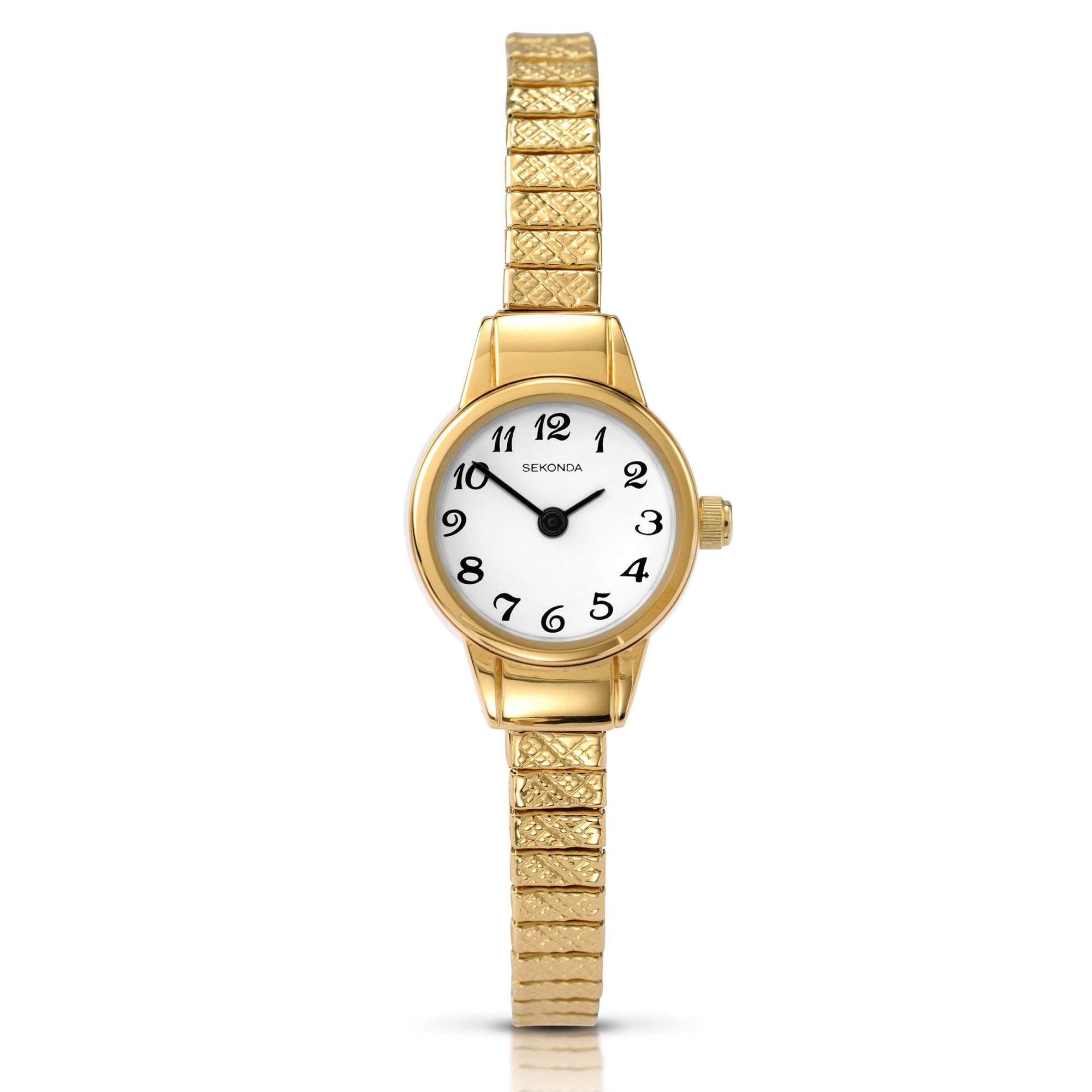Sekonda Classic Quarz Damenarmbanduhr mit weißem Zifferblatt, Gold PVD und Edelstahlarmband 4474