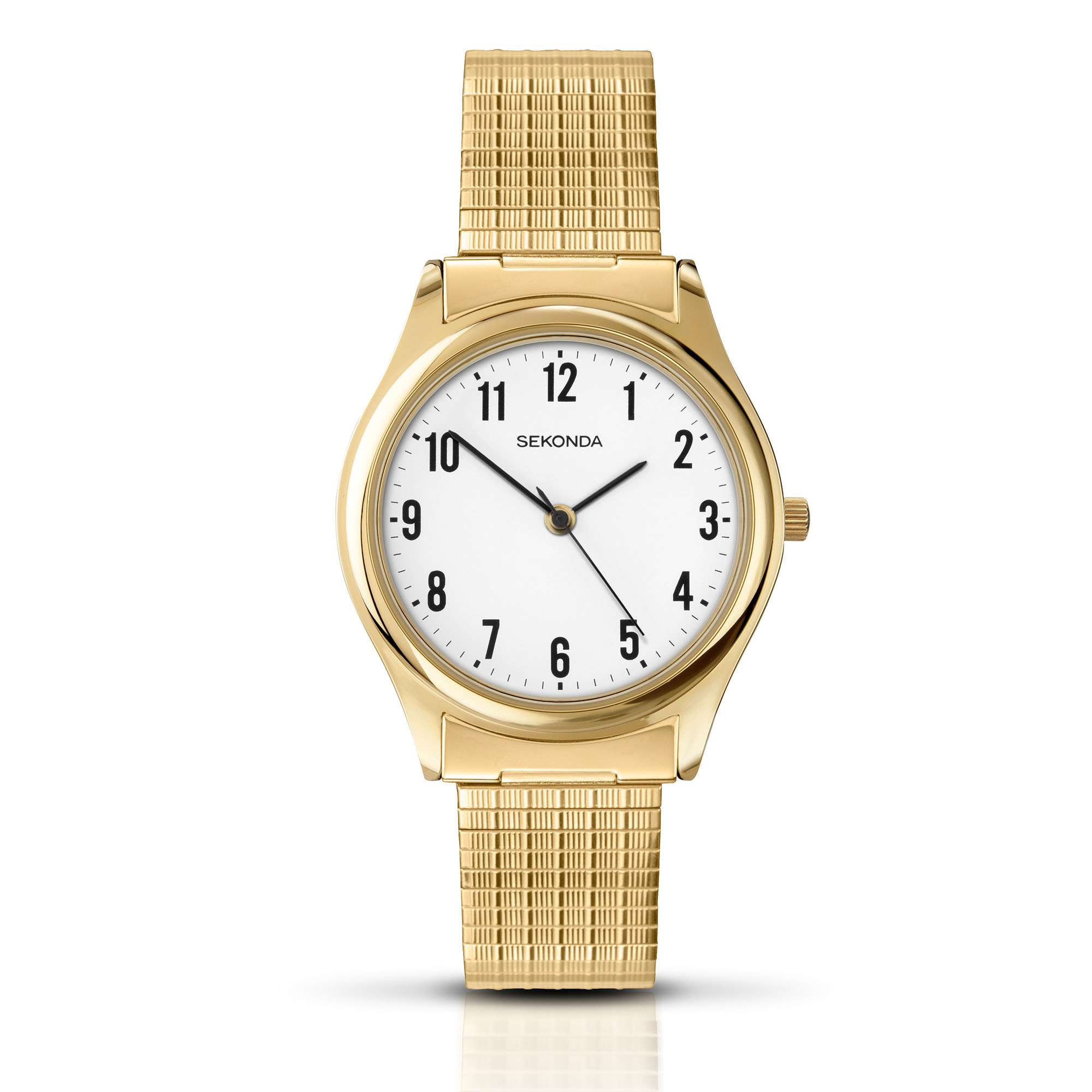 Sekonda Classic Quartz Weißes Zifferblatt Gold PVD Expanderarmband Herrenarmbanduhr 3752.00
