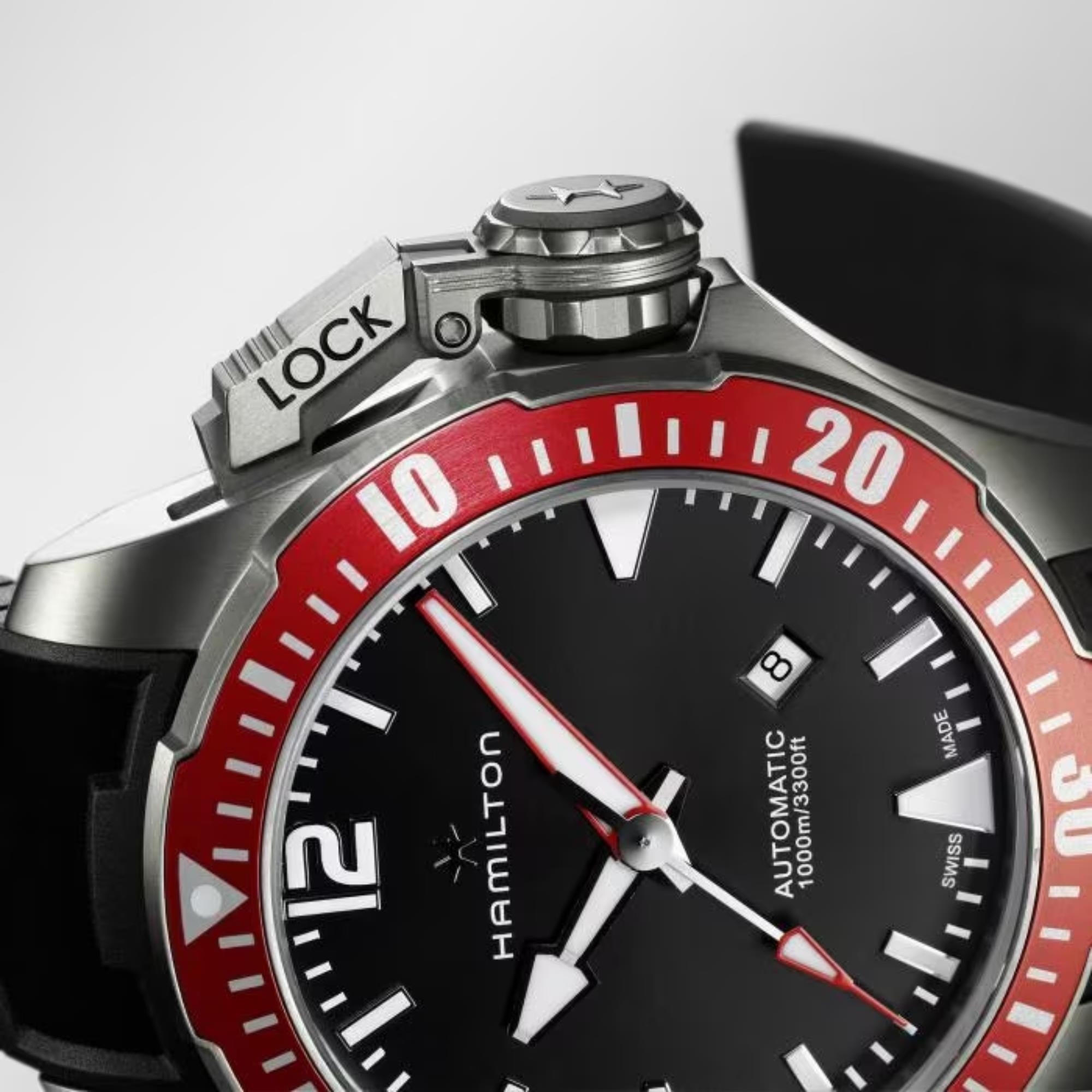 Hamilton Khaki Navy 46mm Black Dial Rubber Mens Automatic Watch H77805335