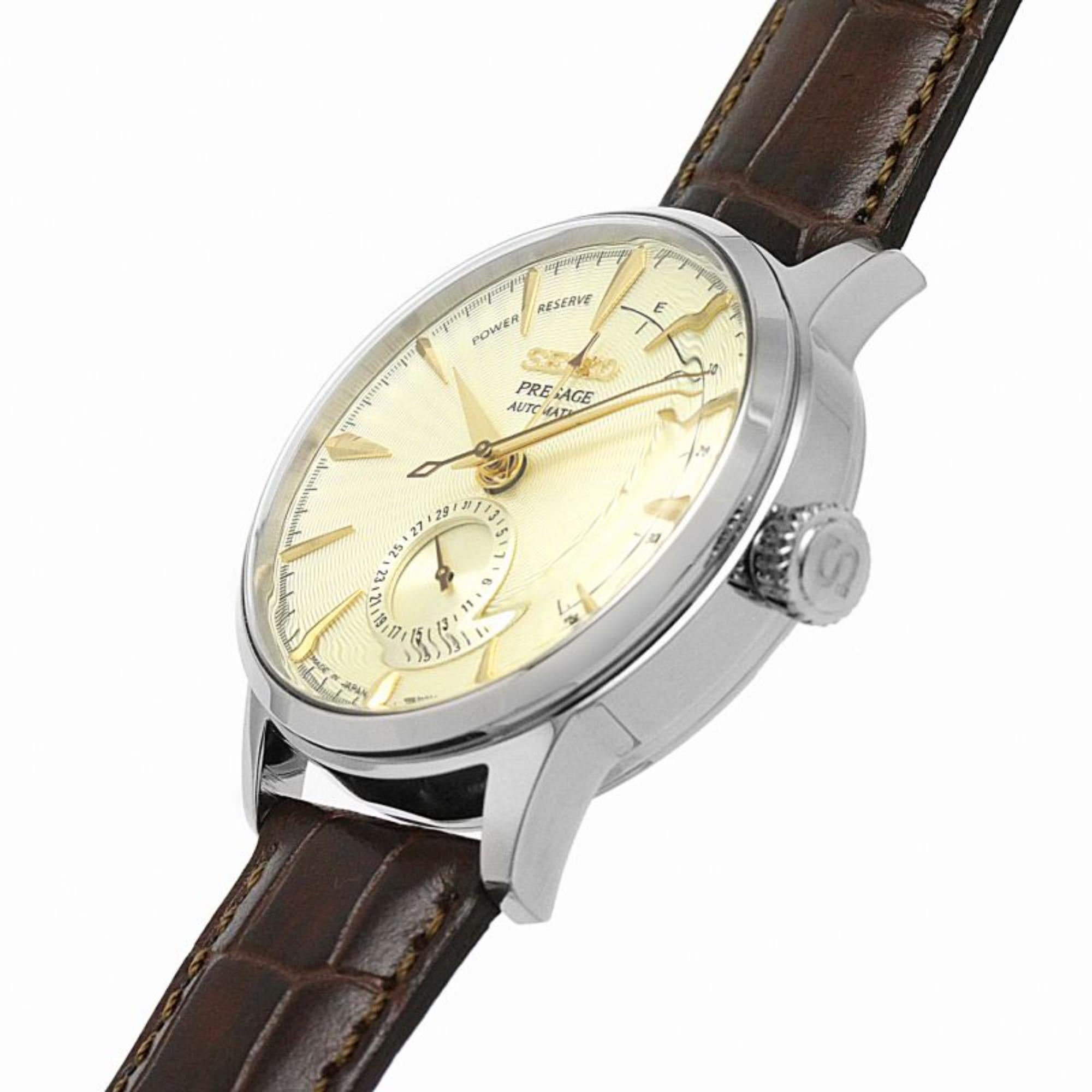 Seiko Presage Cocktail Time Automatic Champagne Dial Brown Leather Strap Men's Watch SSA387J1