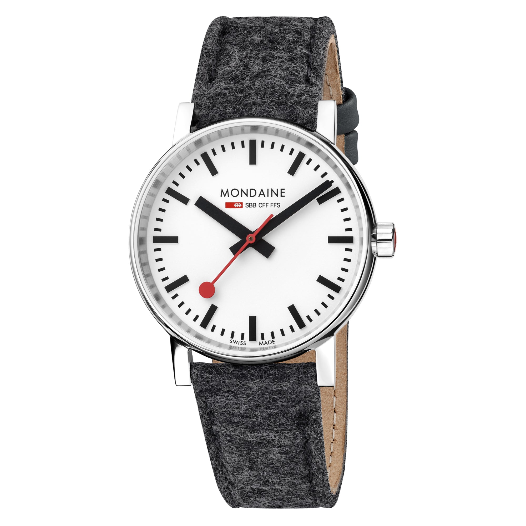 Mondaine Evo2 Quartz White Dial Black Synthetic Watch MSE.35110.LH