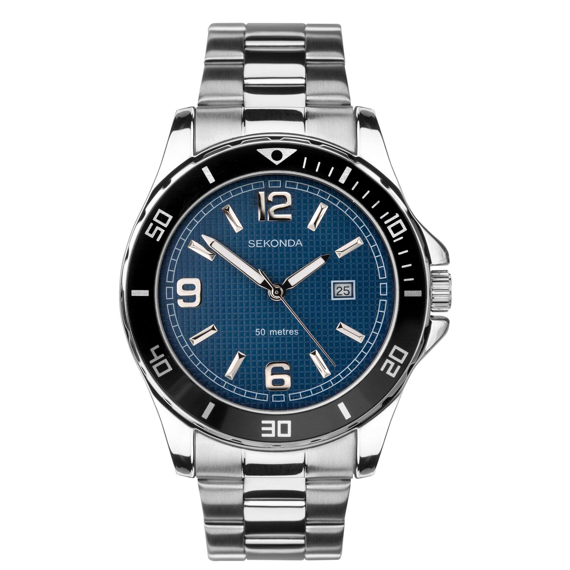 Sekonda Sports Quarz Blaues Zifferblatt Edelstahlarmband Herren Uhr 1512