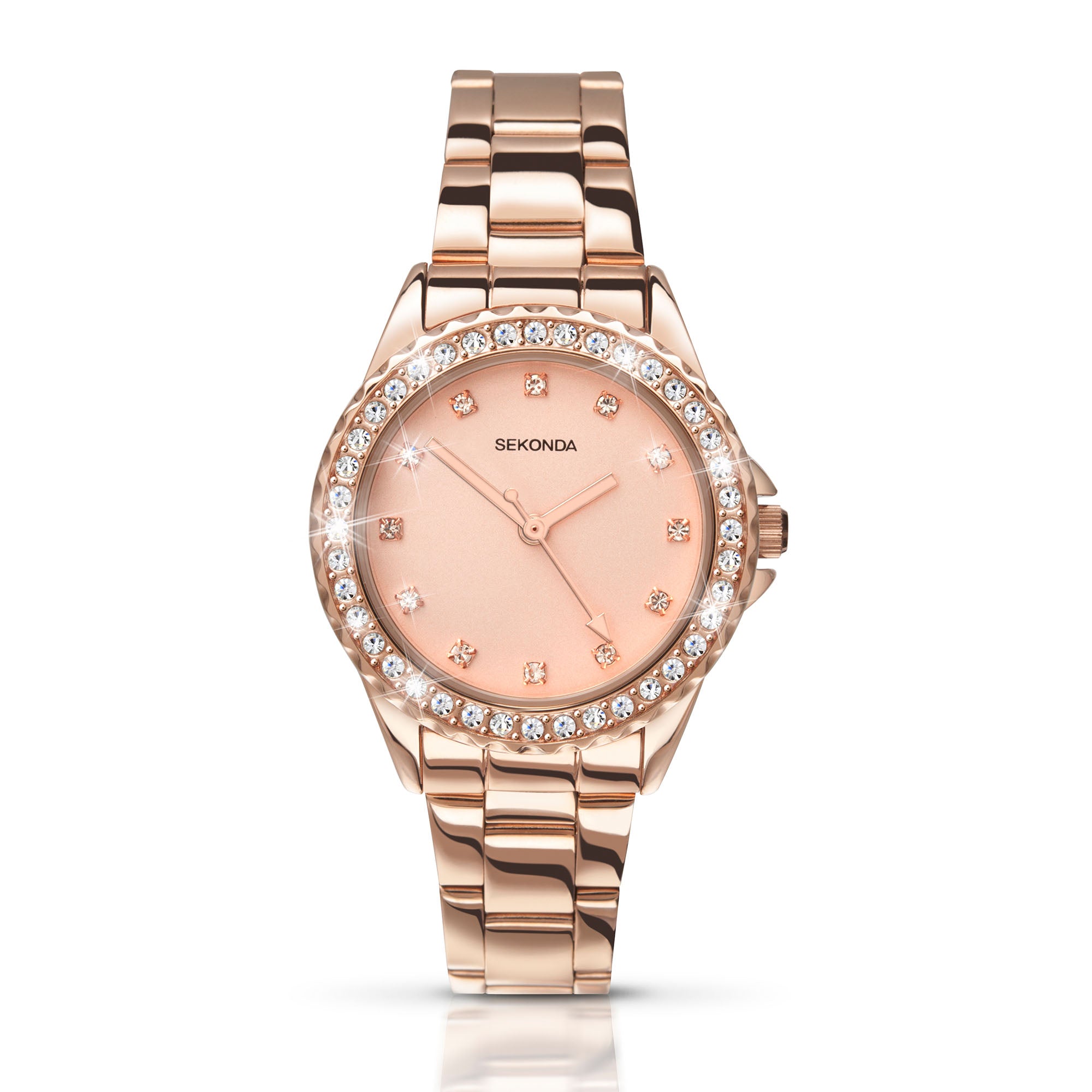 Sekonda Temptations Quarz Roségold Zifferblatt PVD Edelstahl Gehäuse Damen Uhr 4253