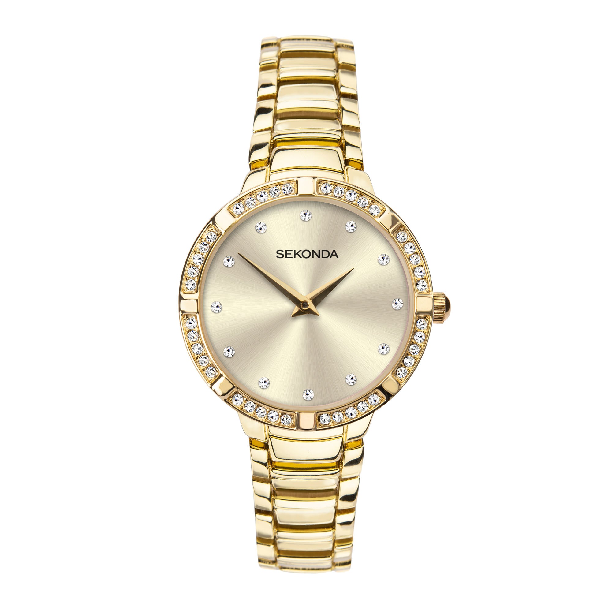 Sekonda Classic Champagner Zifferblatt Gold PVD Stahlarmband Funkelnde Damen Uhr 40034
