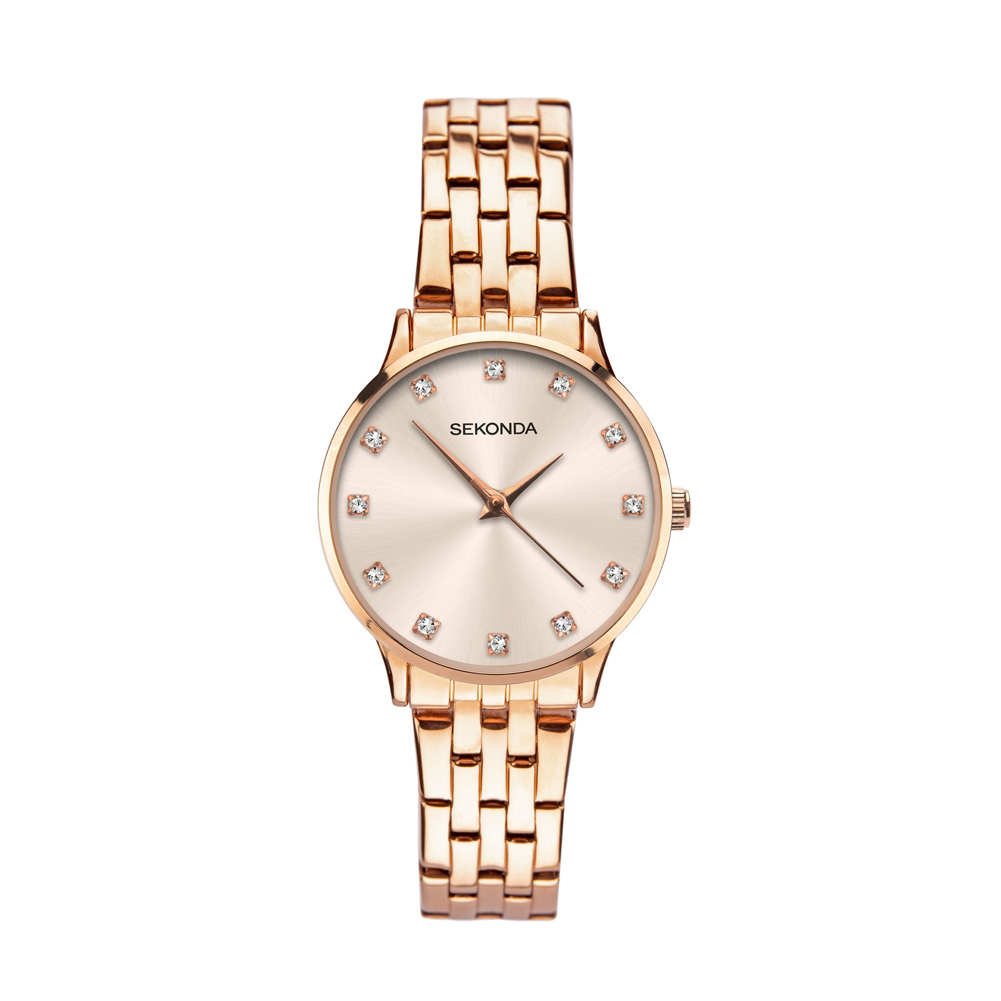 Sekonda Classic Quartz Roségold Zifferblatt Roségold PVD Edelstahlarmband Damenarmbanduhr 2961