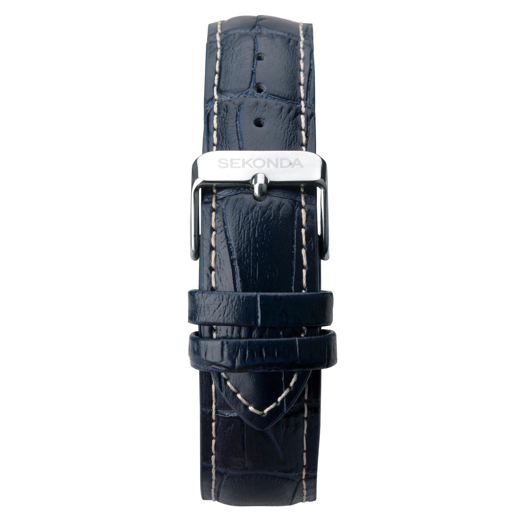Sekonda Aviation Quarz Blaues Zifferblatt Blauer Lederarmband Herren Uhr 1627