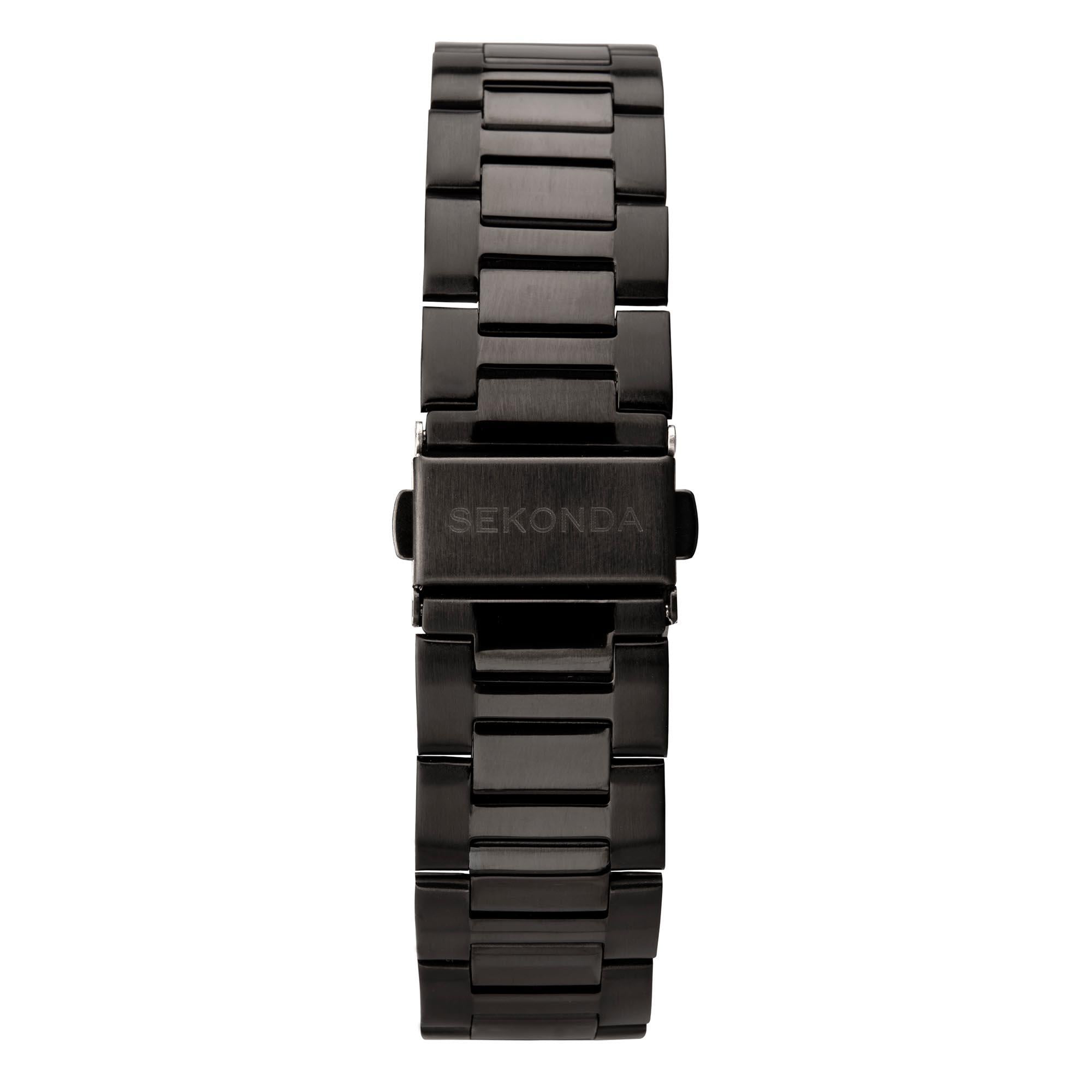 Sekonda Sports Taucherstil Gelbes Zifferblatt Schwarzes IP Stahlarmband Herren Uhr 1978