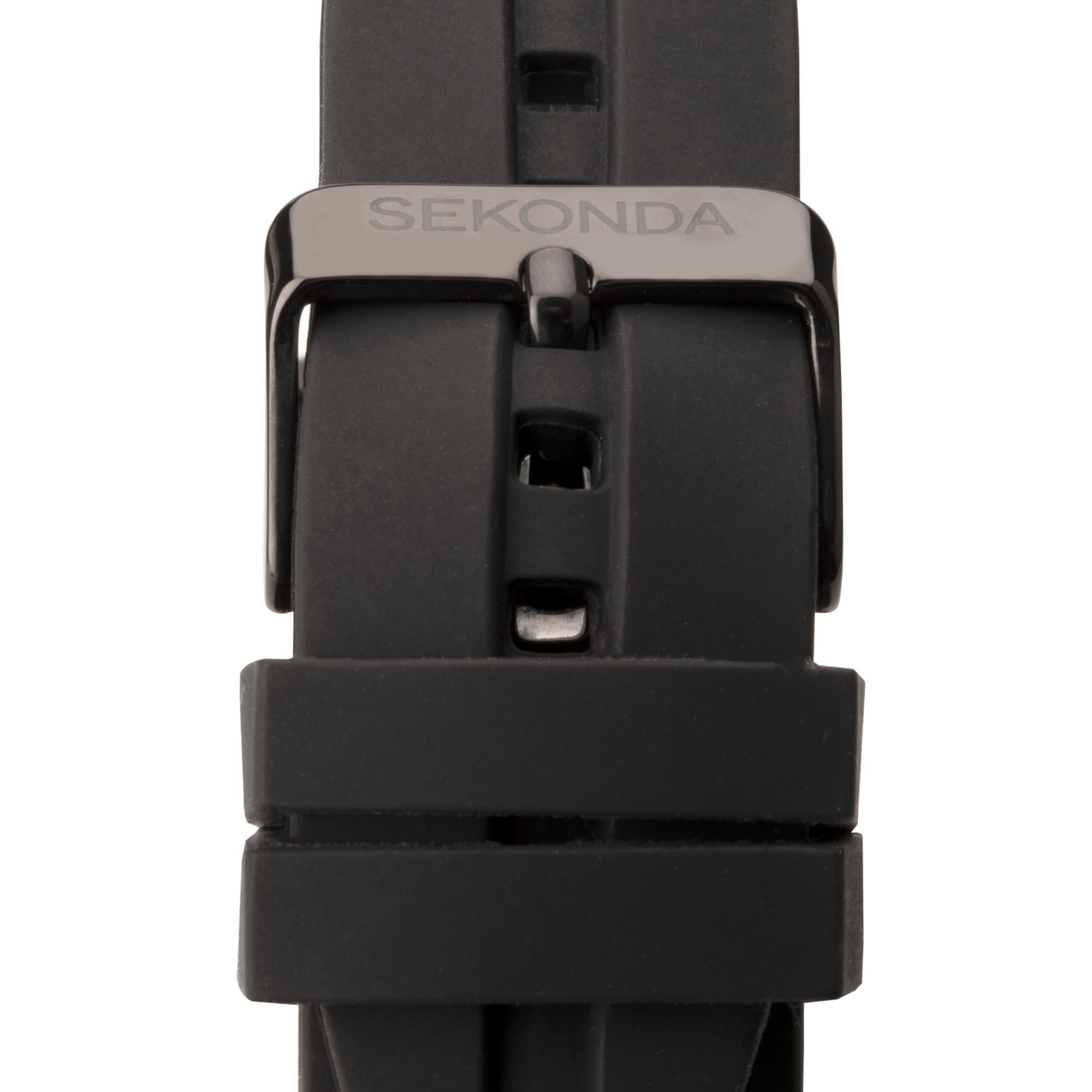 Sekonda Sports Quartz Dive Style Black Dial Black Rubber Strap Men's Watch 1981