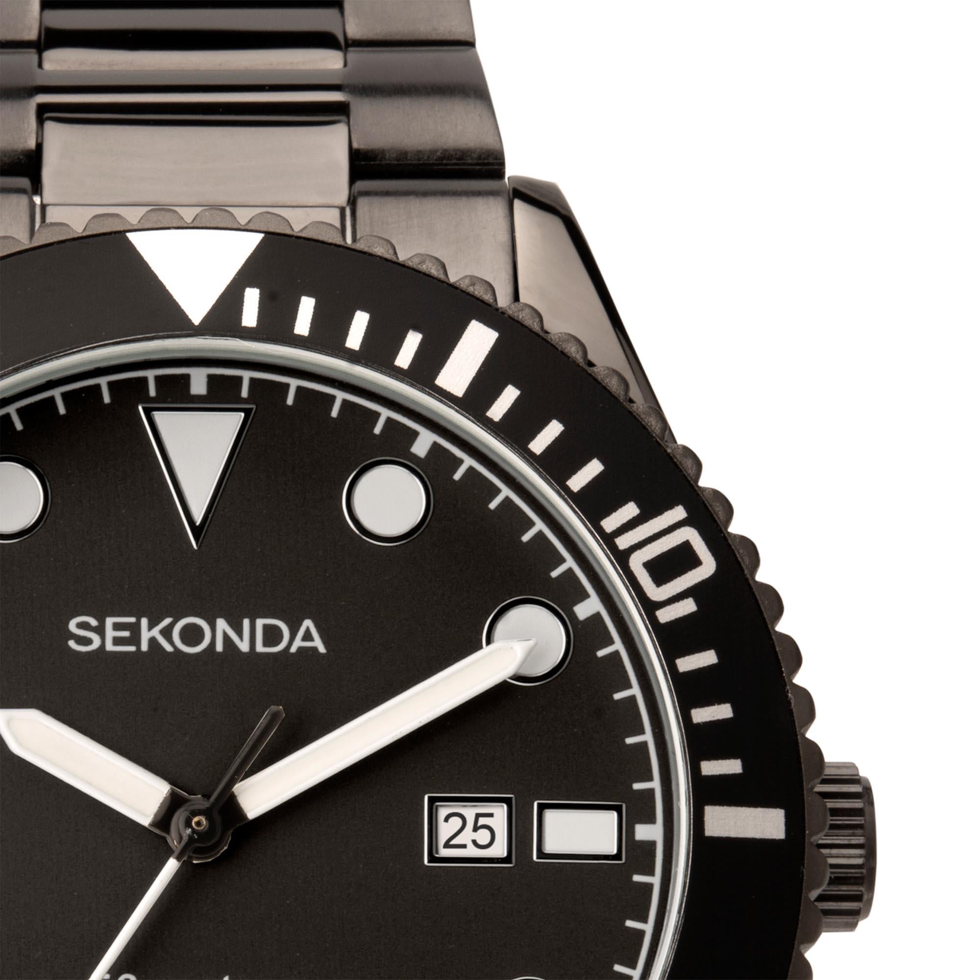 Sekonda Sports Quarz Graues Zifferblatt Graues Edelstahl Armband Herren Uhr 1984