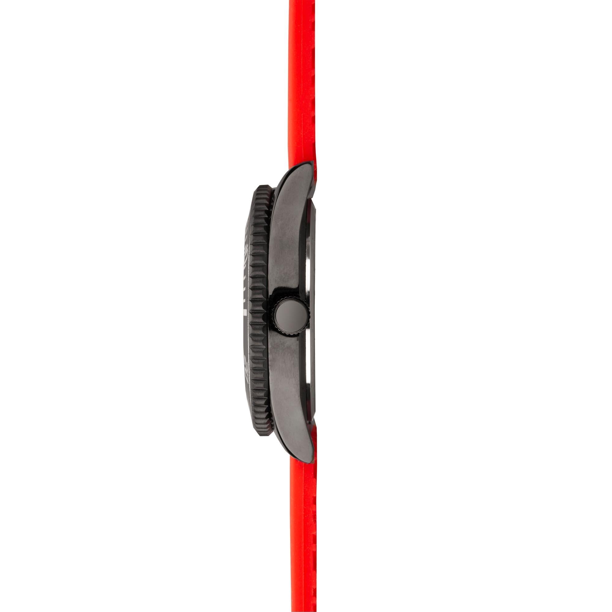 Sekonda Sports Quarz Rotes Zifferblatt Rotes Gummi Armband Herren Uhr 1985