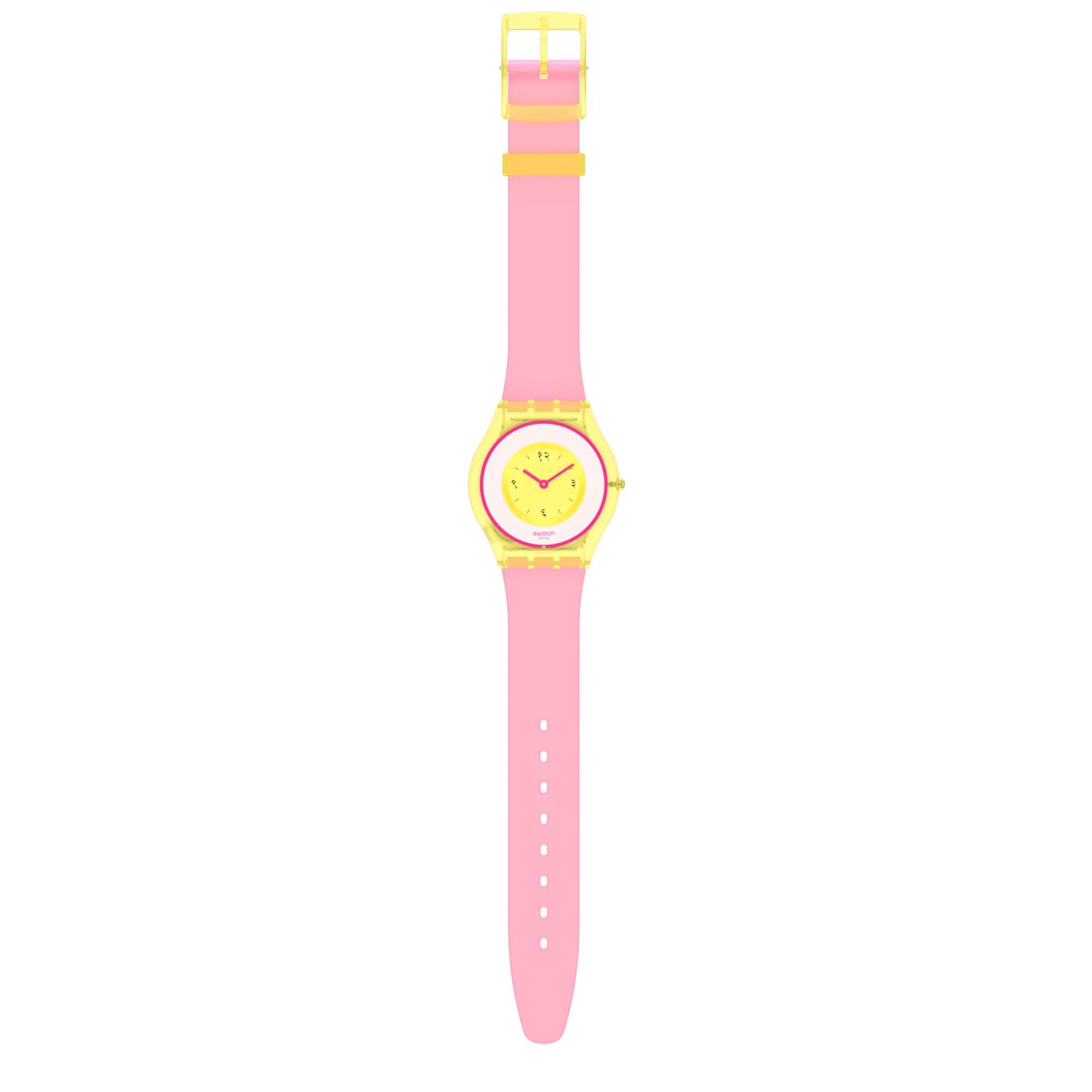 Swatch Supriya Lele India Rose 01 Quartz Yellow Dial Silicone Strap Ladies Watch SS08Z101