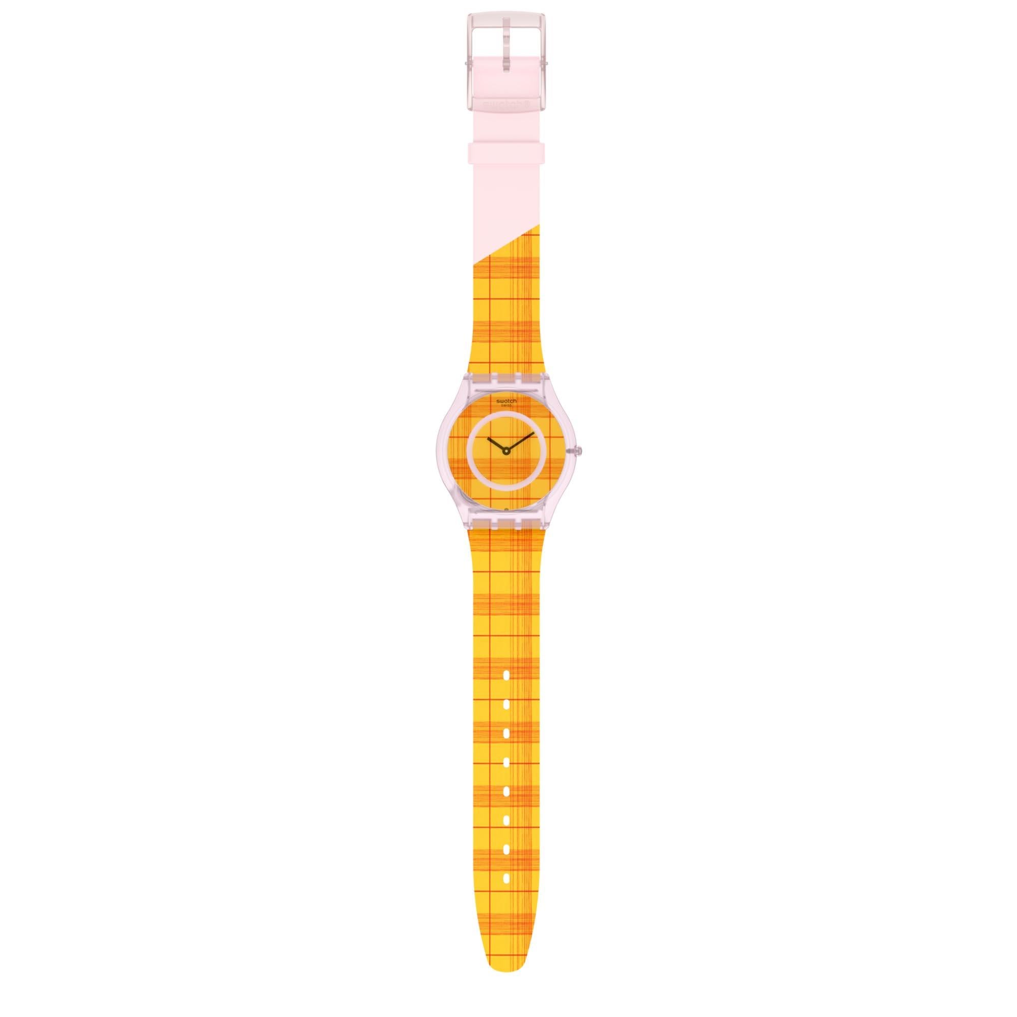 Swatch Supriya Fire Mardas 02 Quarz Uhr mit orangefarbenem Zifferblatt und Silikonarmband SS08Z105