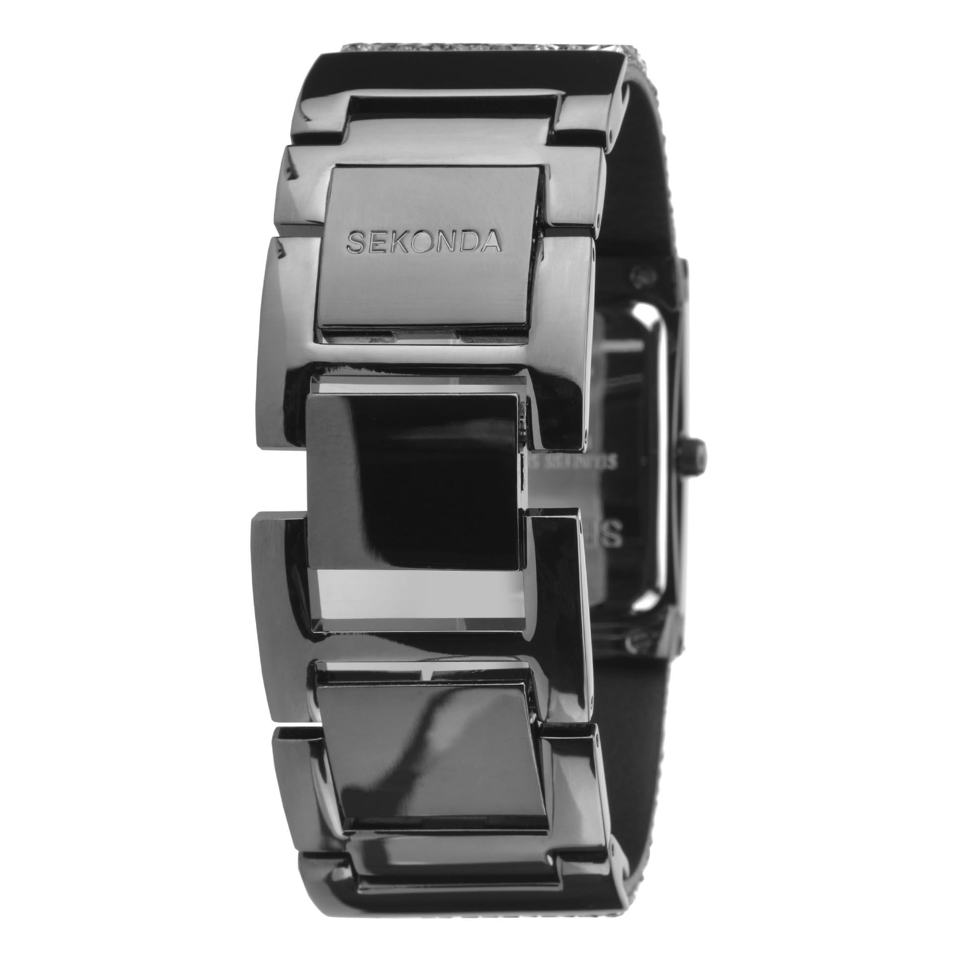 Seksy Dress Quartz Black Dial Black PVD Brass Bracelet Ladies Watch 2654