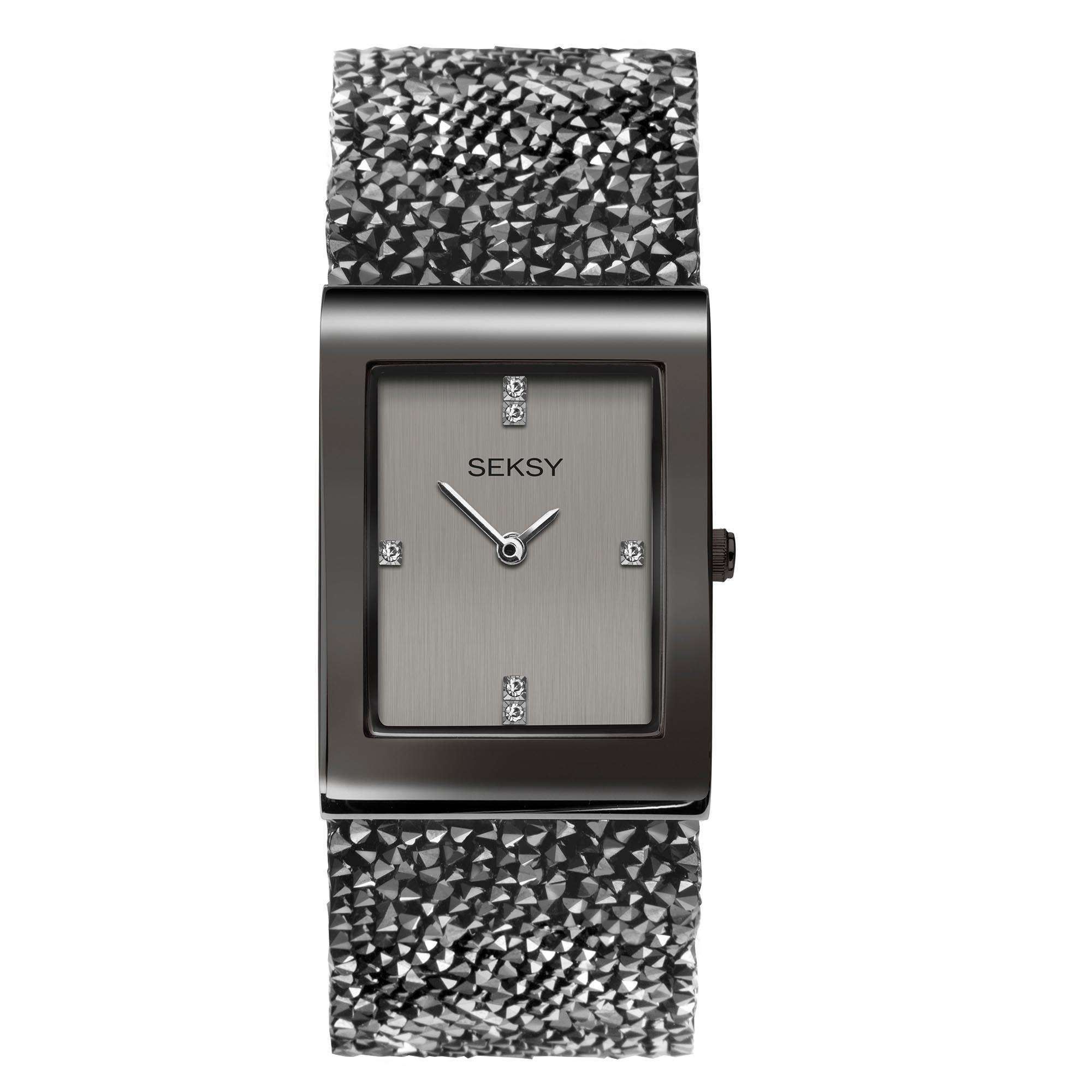Seksy Dress Quartz Black Dial Black PVD Brass Bracelet Ladies Watch 2654