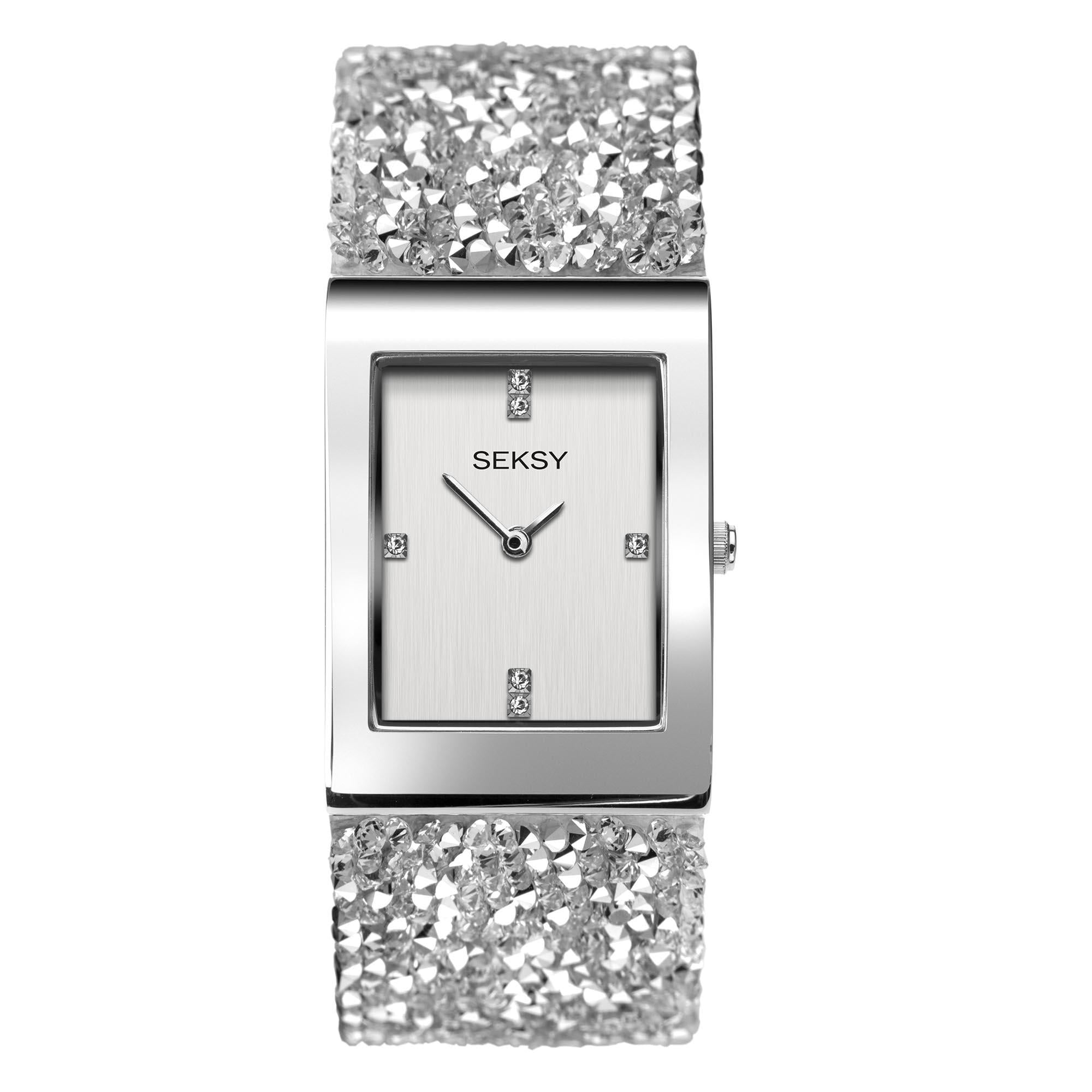 Seksy Dress Quartz Silbernes Zifferblatt Silbernes PVD Messing Armband Damen Uhr 2652