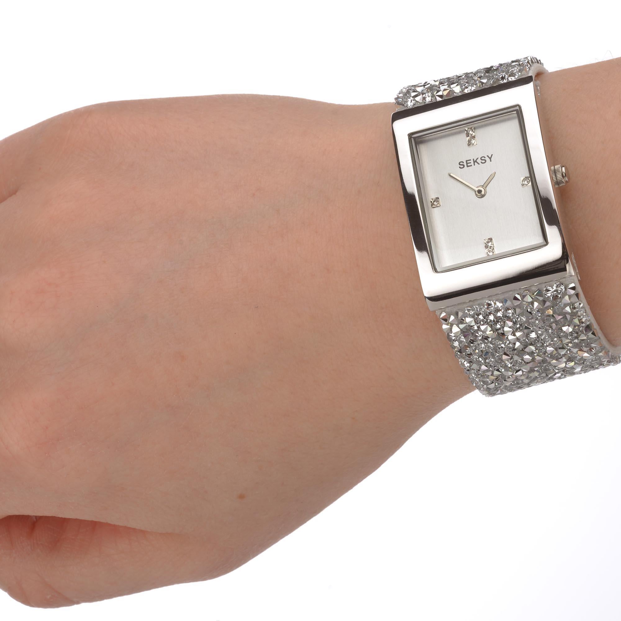 Seksy Dress Quartz Silbernes Zifferblatt Silbernes PVD Messing Armband Damen Uhr 2652