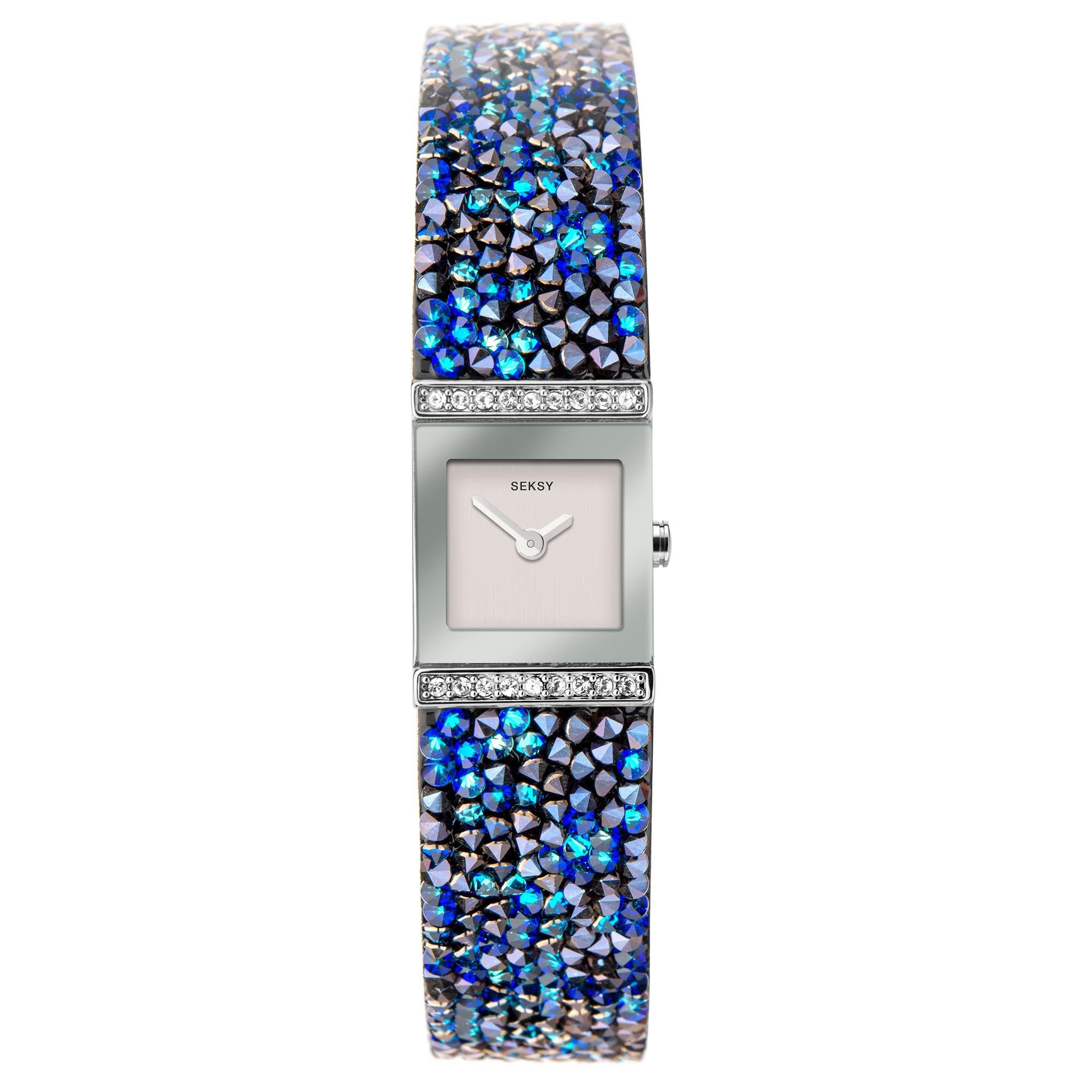 Seksy Rocks Quartz Silbernes Zifferblatt Silbernes Messing Armband Damen Uhr 40043