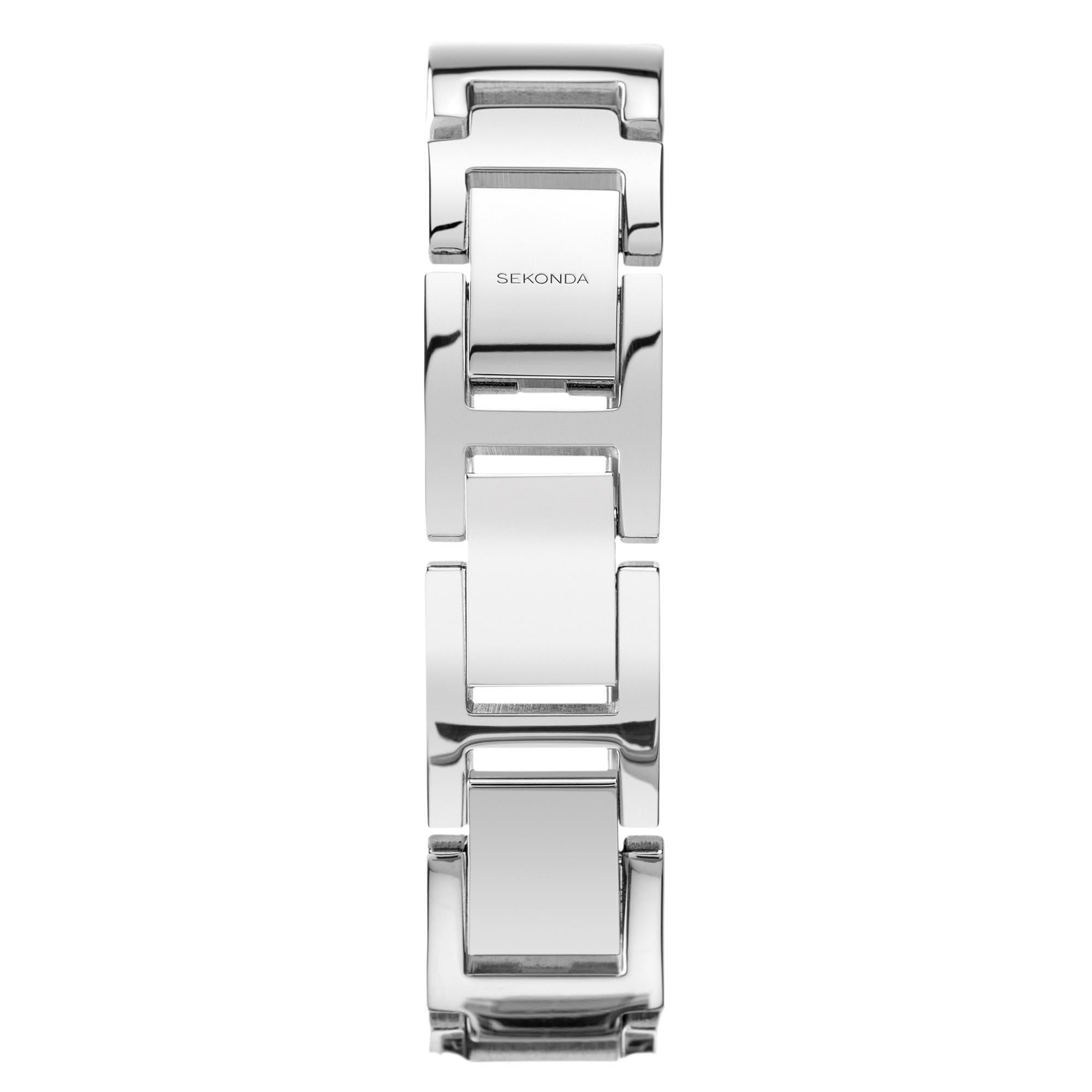 Seksy Rocks Quartz Silbernes Zifferblatt Silbernes Messing Armband Damen Uhr 40043