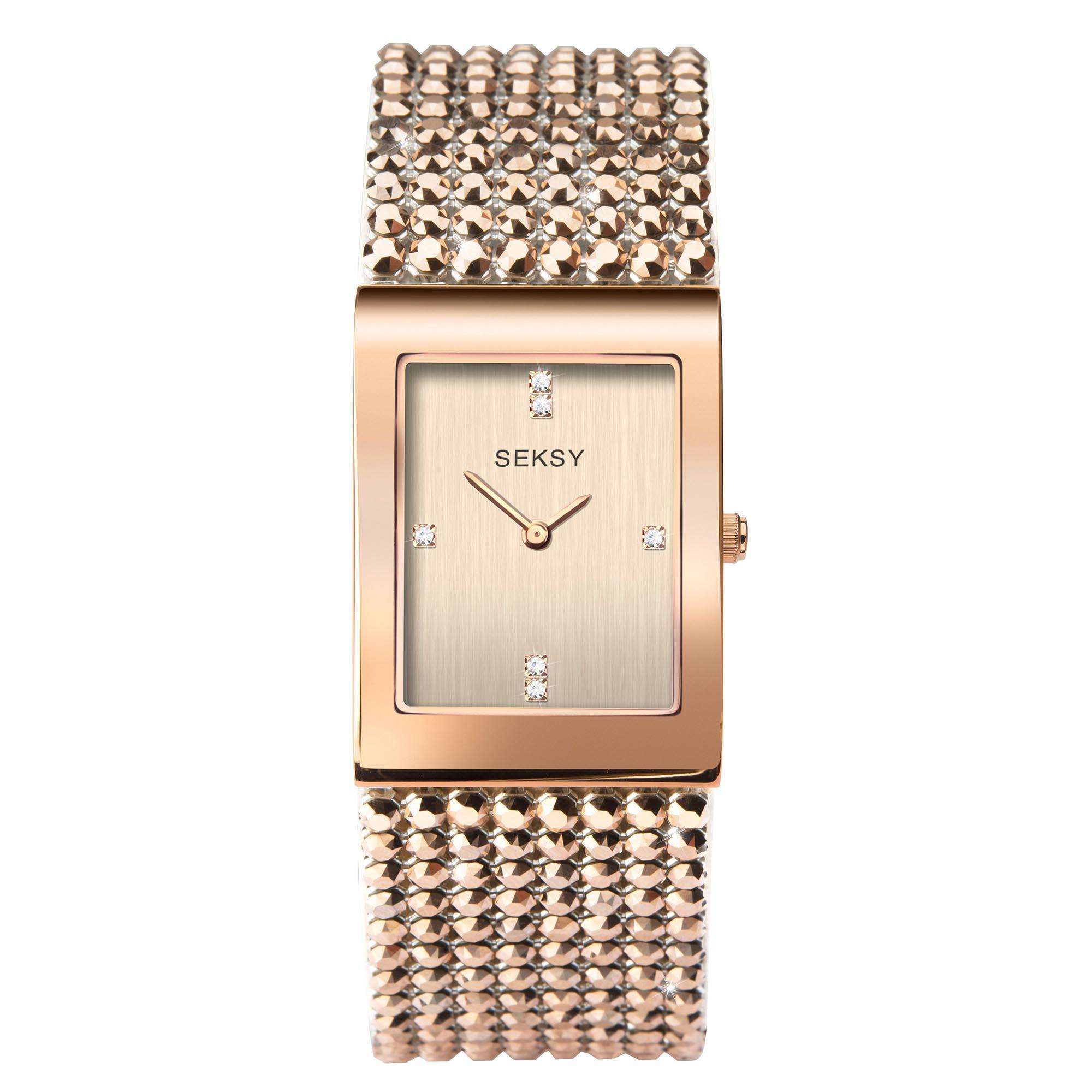 Seksy Dress Quartz Rose Gold Dial Rose Gold Brass Bracelet Ladies Watch 2724