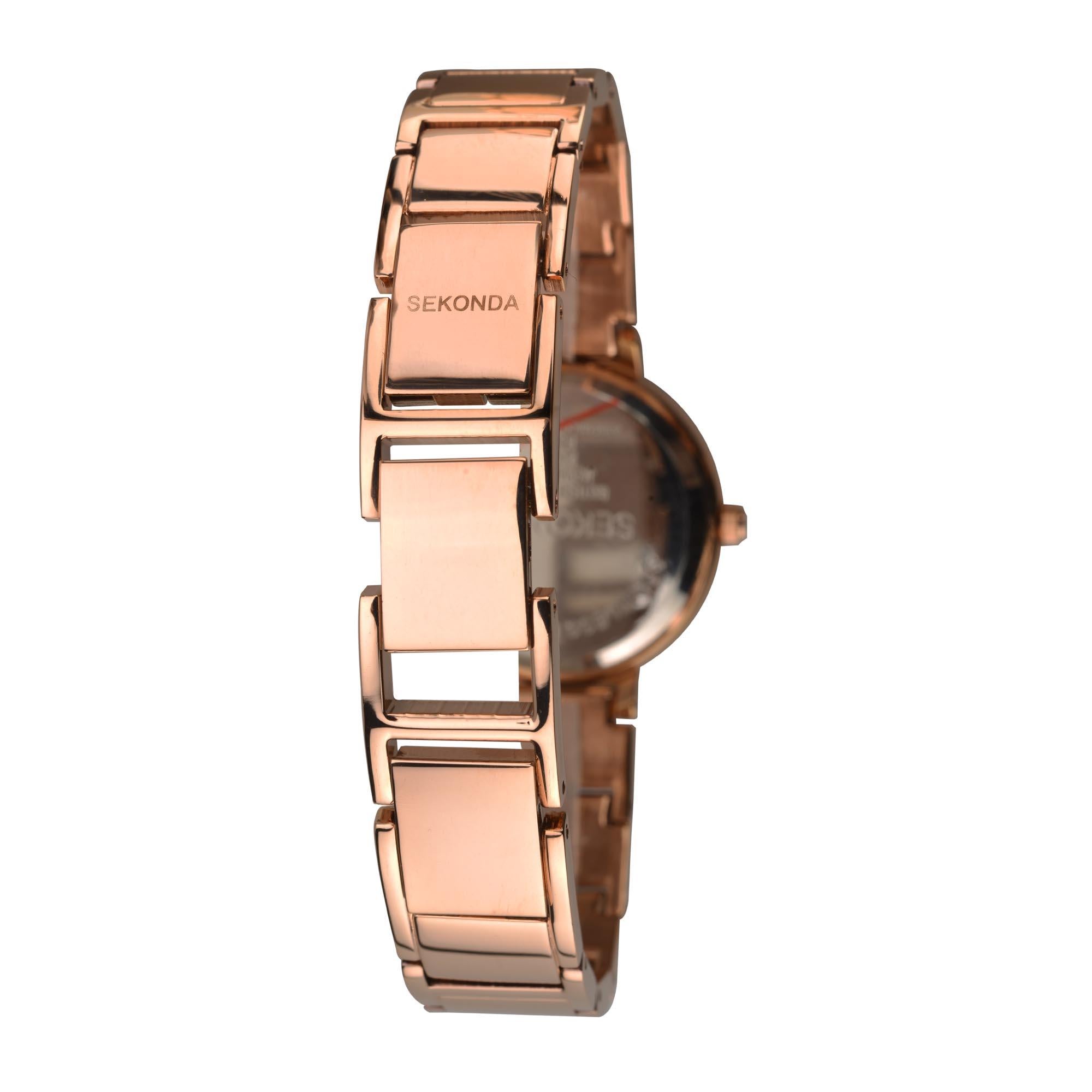 Seksy Classic Quartz Roségold Zifferblatt Roségold PVD Messing Armband Damen Uhr 2372