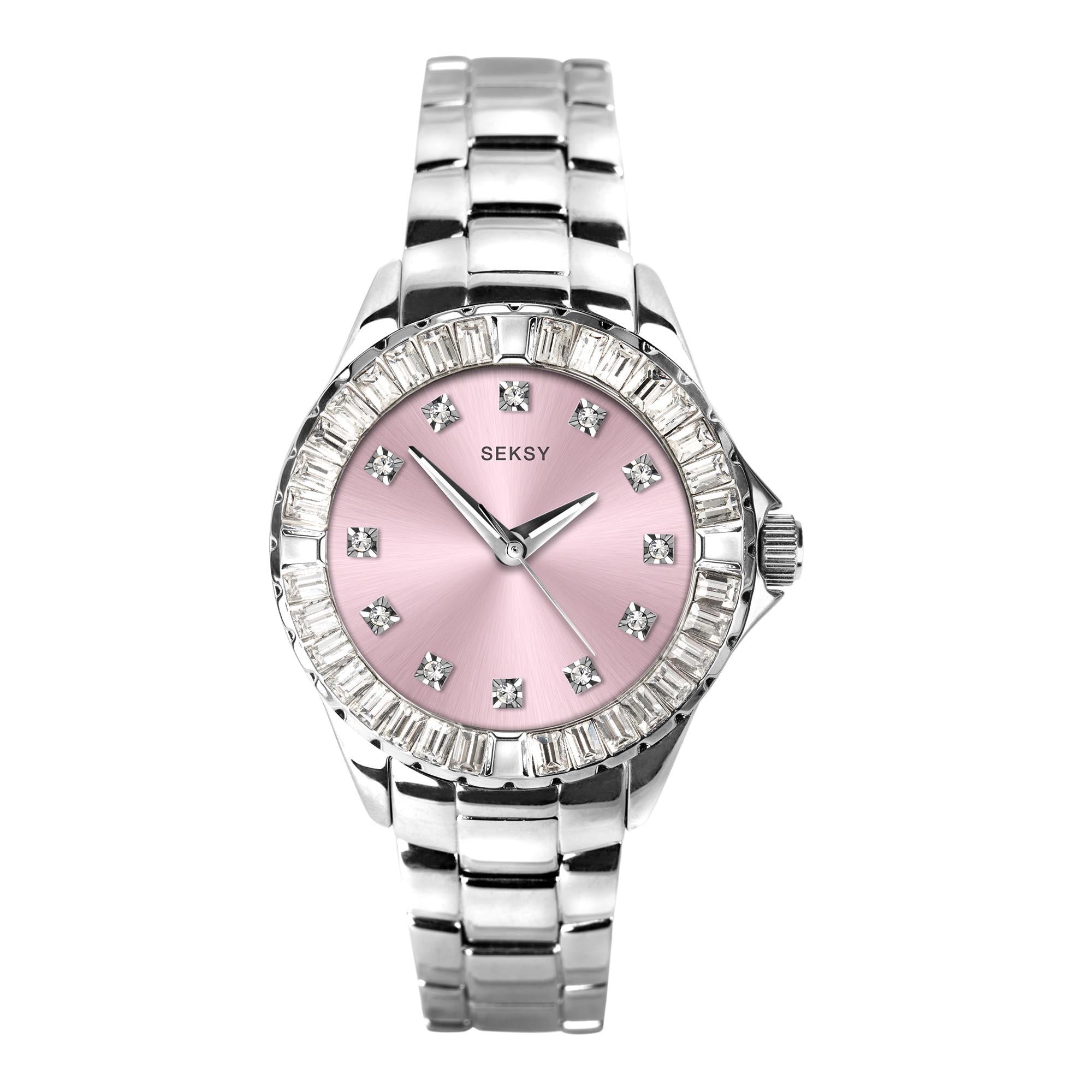 Seksy Classic Quartz Pink Dial Stainless Steel Bracelet Ladies Watch 2947
