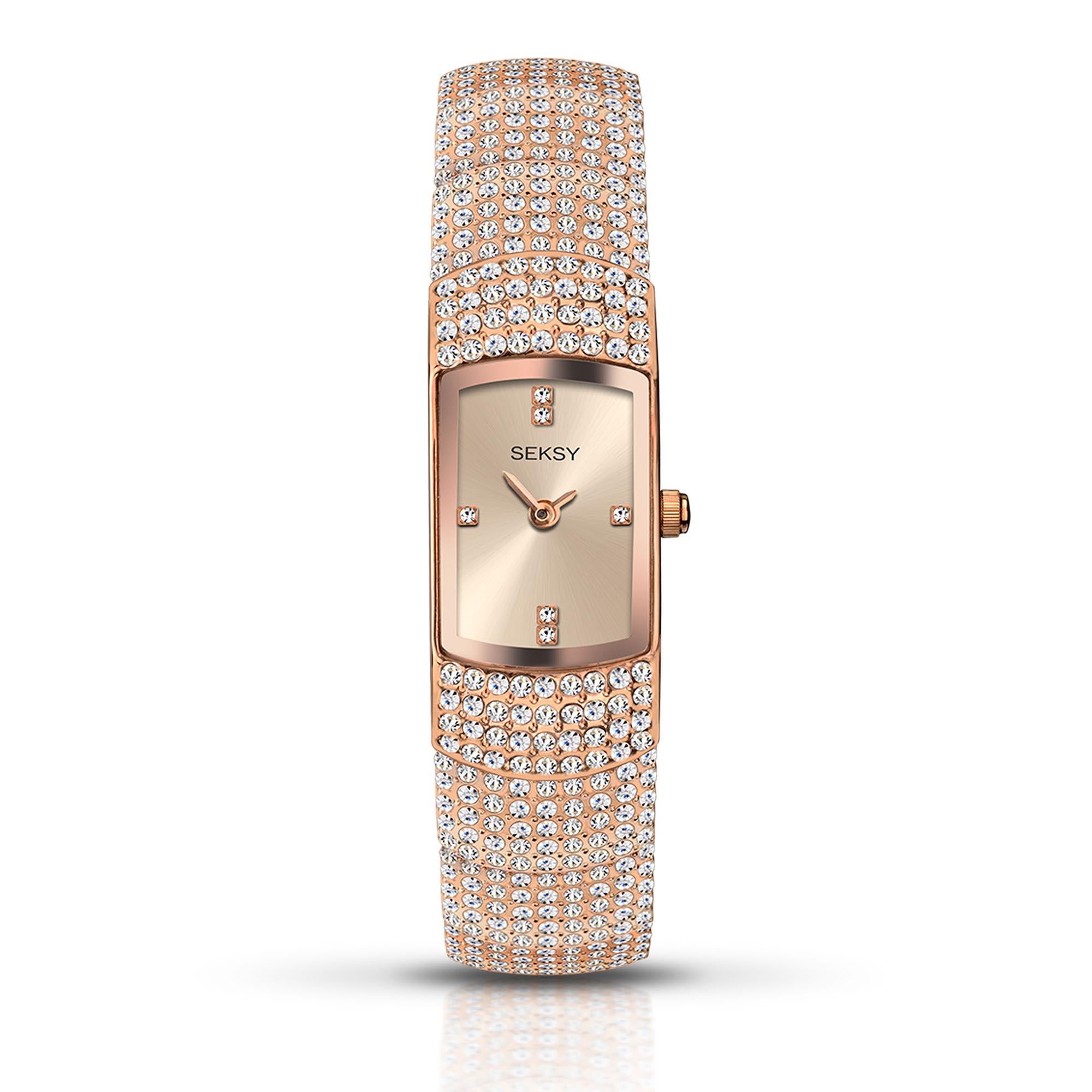Seksy Dress Quartz Roségold Zifferblatt Roségold PVD Messing Armband Damen Uhr 2374