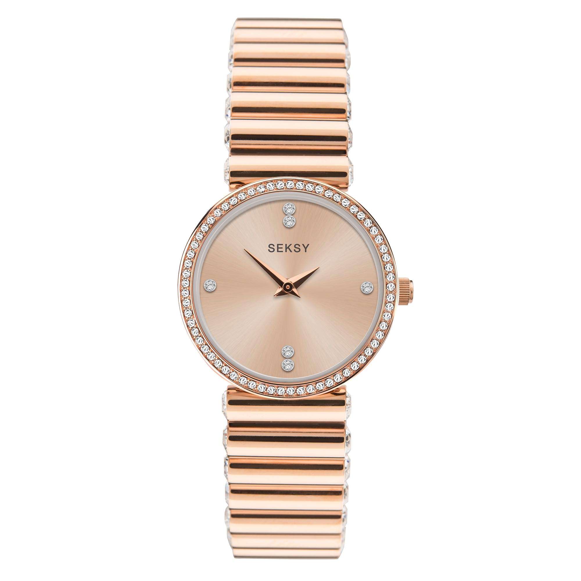Seksy Edge Quartz Roségold Zifferblatt Roségold Edelstahlarmband Damen Uhr 40046