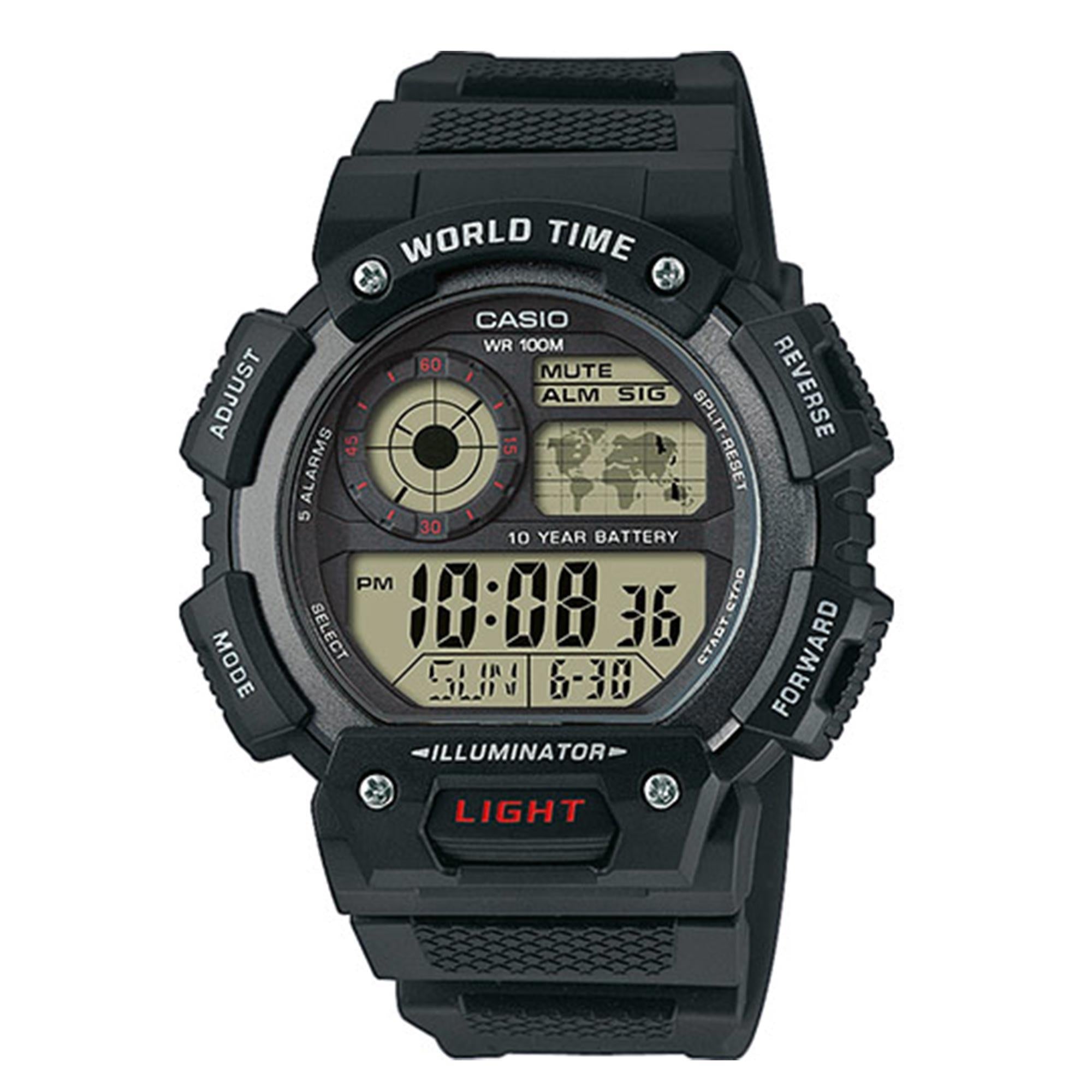 Casio Collection Quarz Schwarzes Zifferblatt Schwarzes Harz Armband Uhr AE-1400WH-1AVEF