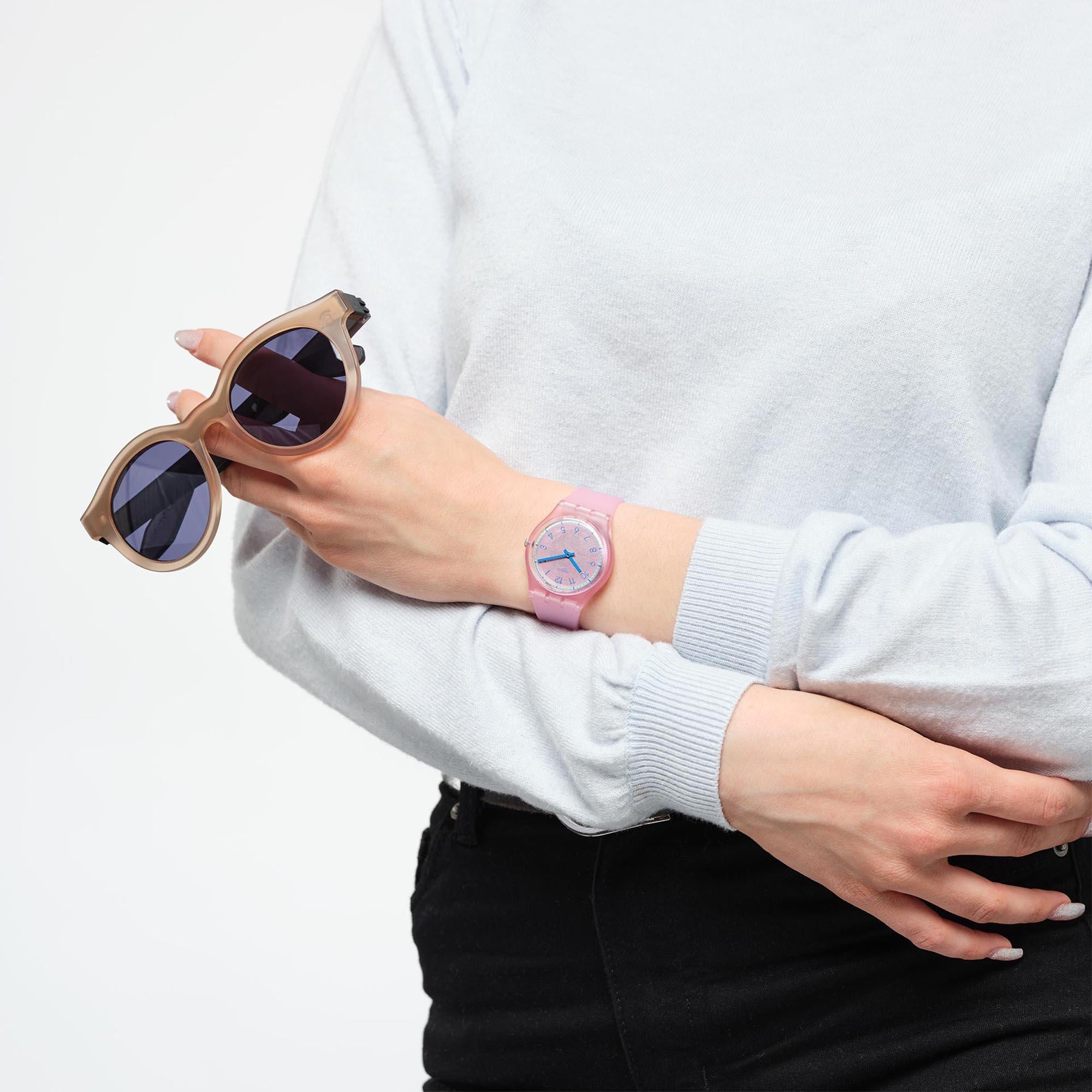 Swatch SwatchPAY! Pink Pay! Quarz Pinkes Zifferblatt Pinkes Silikonarmband Damen Uhr SVHP100-5300