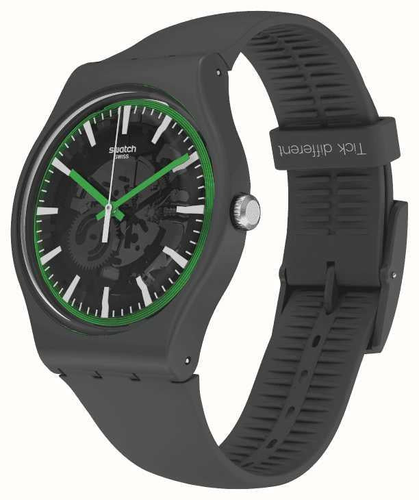 Swatch New Gent Quarz Graues Zifferblatt Graues Silikonarmband Uhr SVIM100-5300