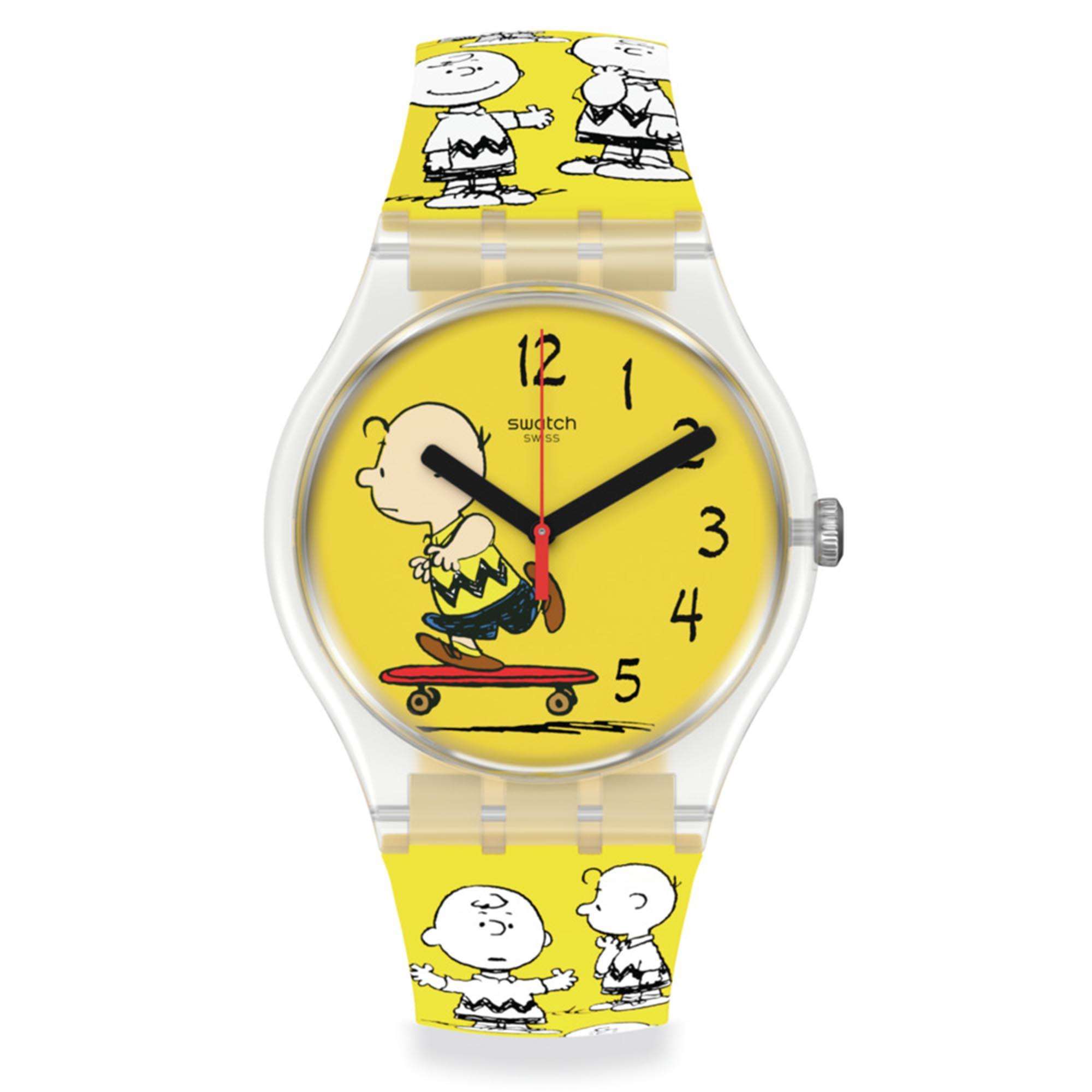 Peanuts POW WOW Charlie Brown Gelbes Zifferblatt und Silikonarmband Uhr SO29Z101