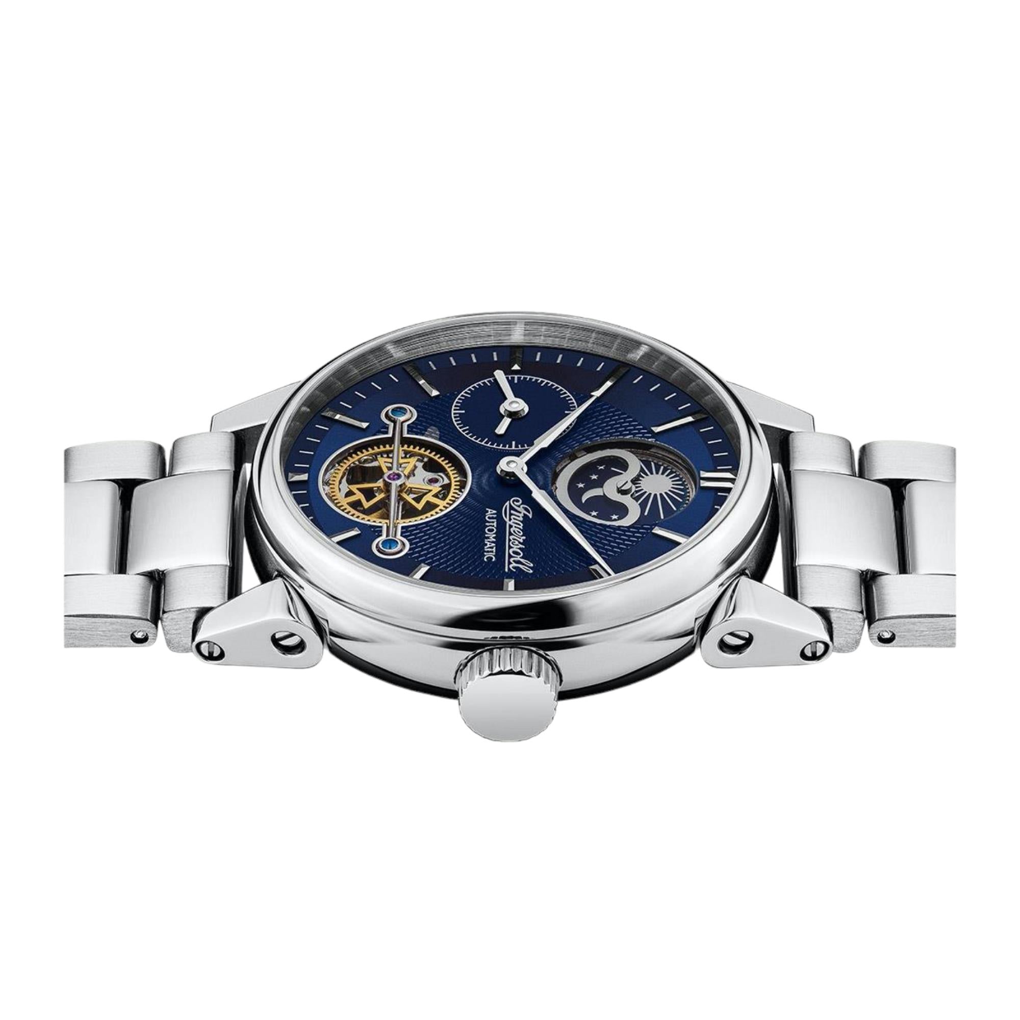 Ingersoll The Swing Automatik Blaues Zifferblatt Edelstahl Armband Herren Uhr I07501