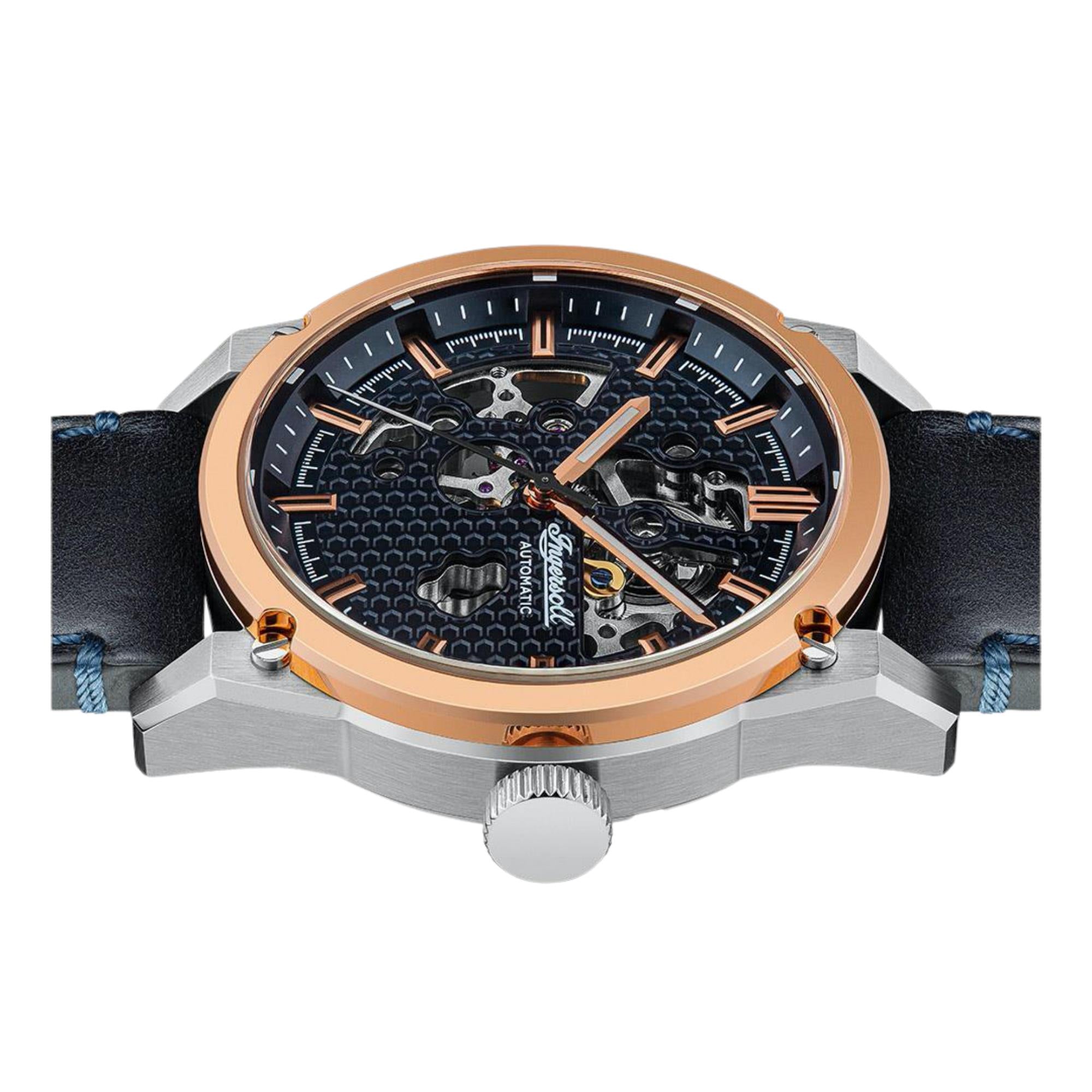 Ingersoll ‘The Carroll’ Blaue Zifferblatt Lederarmband Herren Uhr I11602