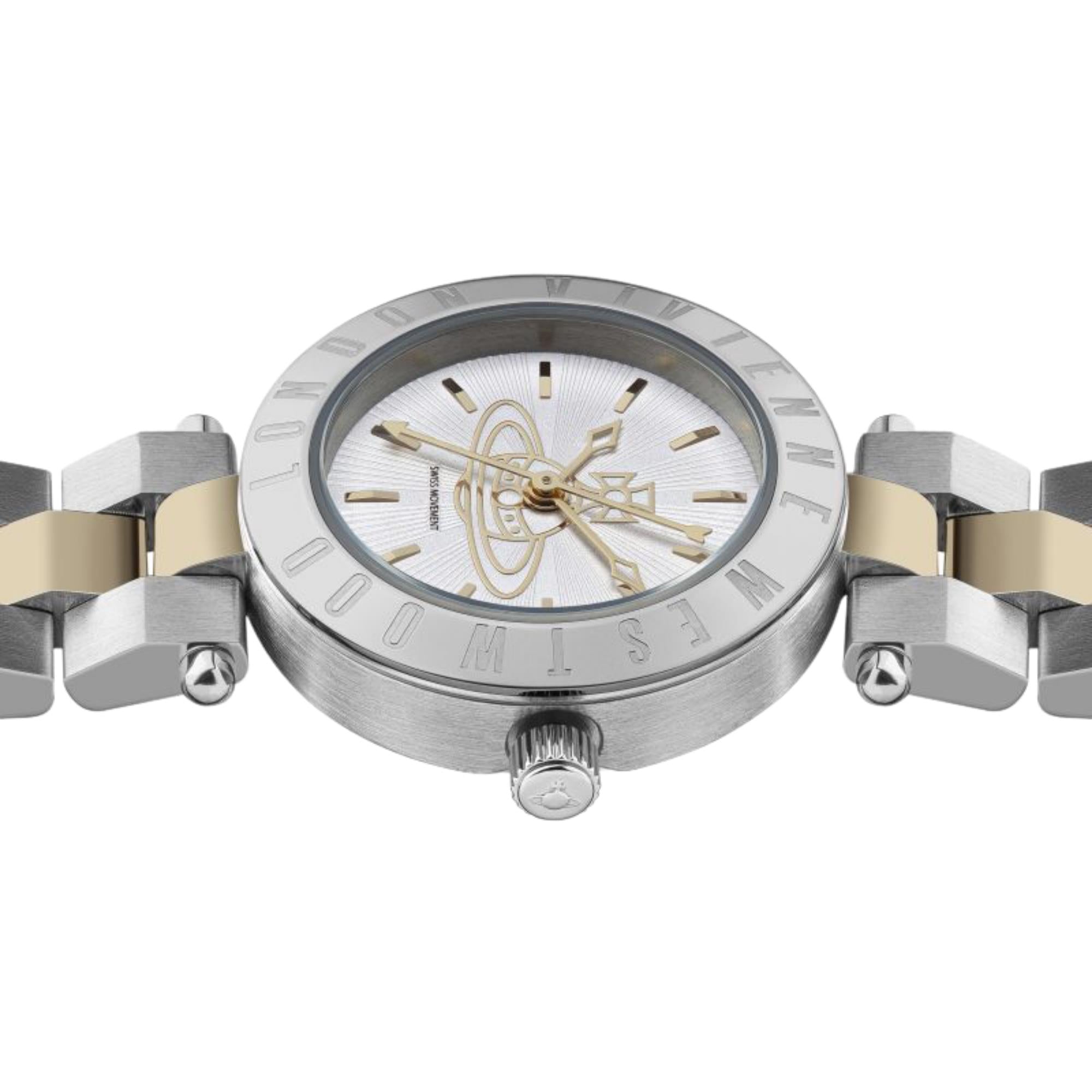 Vivienne Westwood Westbourne Quarz Silbernes Zifferblatt Zweifarbiges Edelstahlarmband Damen Uhr VV092LSG