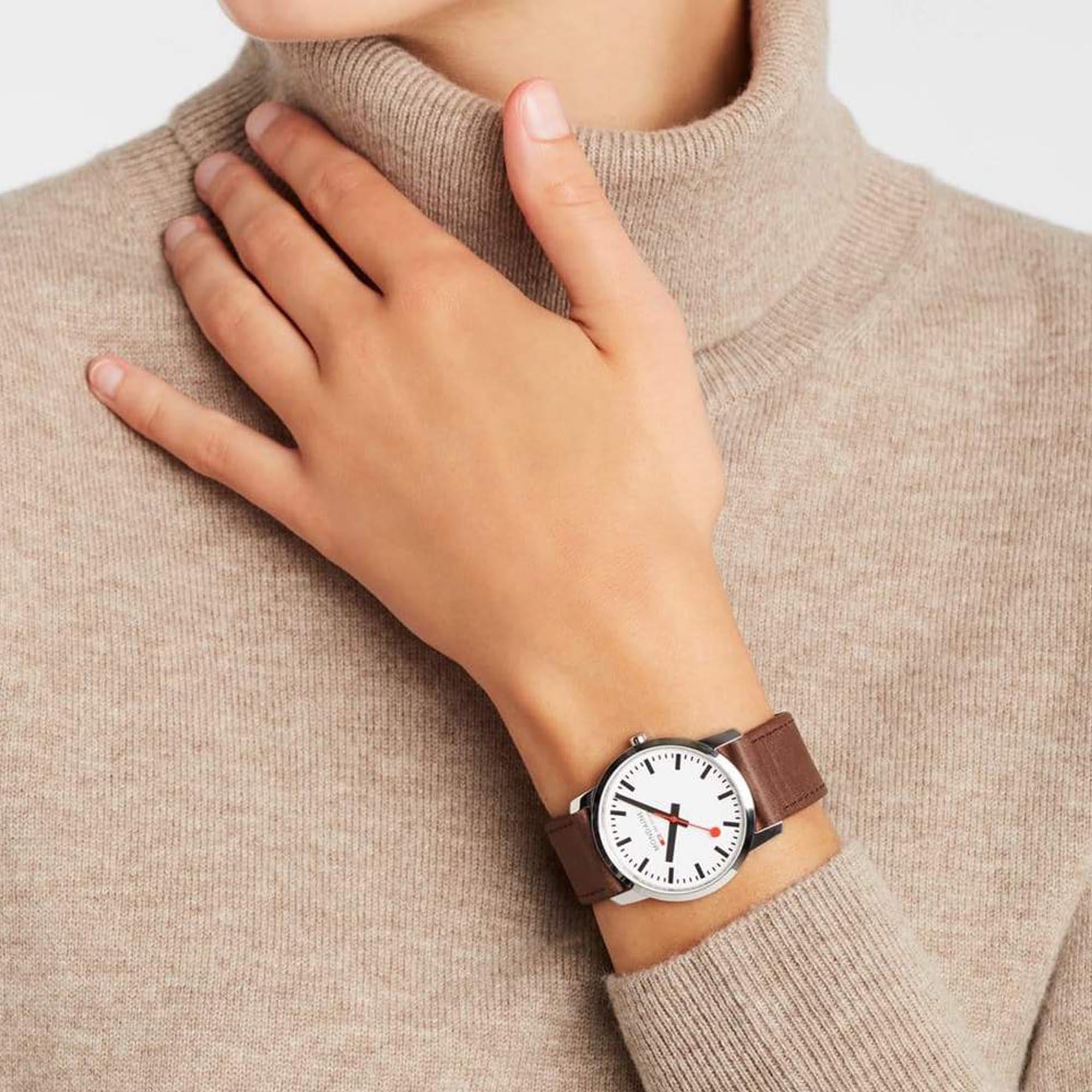 Mondaine Simply Elegant Quartz White Dial Red Leather Strap Watch A400.30351.11SBP