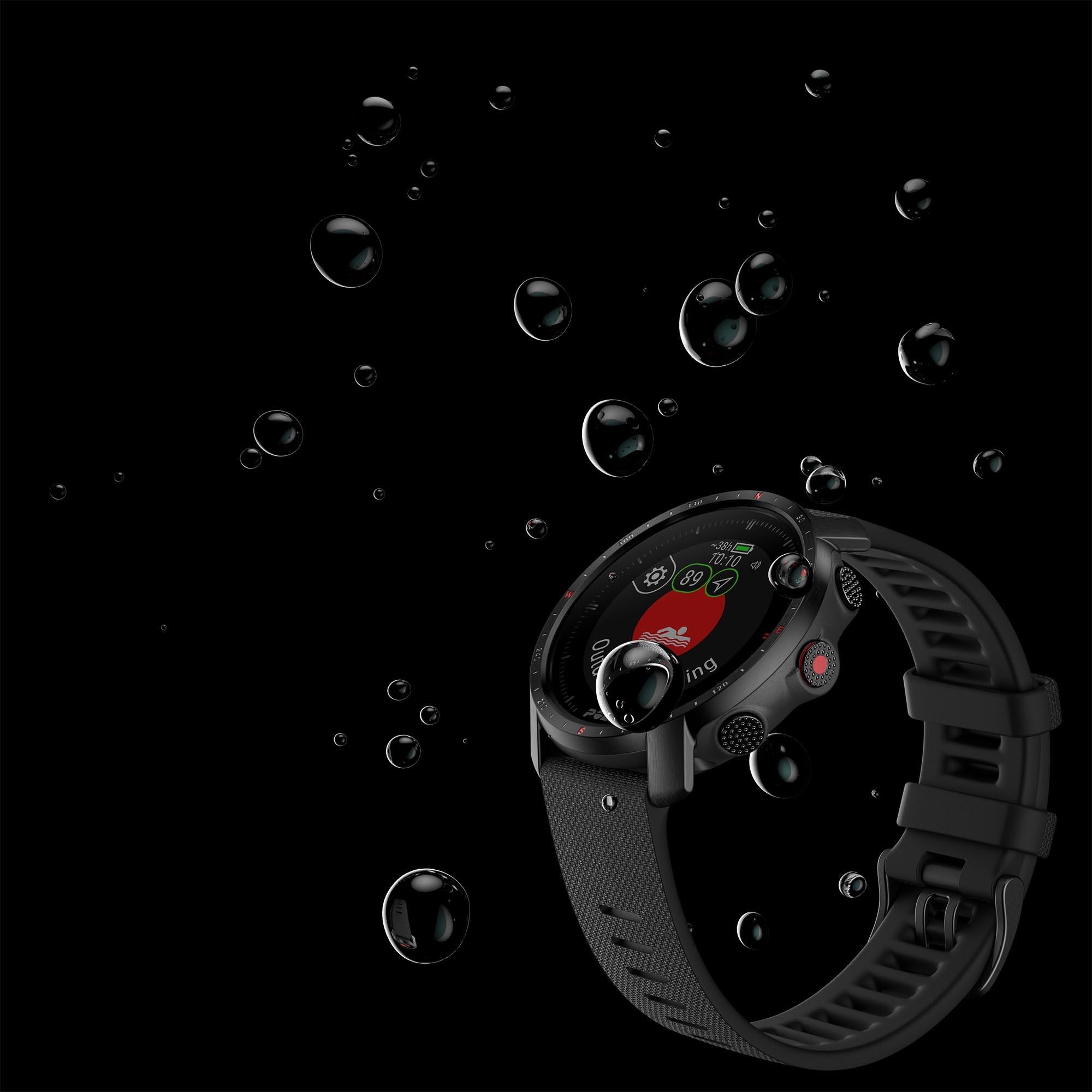 Polar Grit X Pro Black DLC Quartz Black Dial Rubber Strap Watch 90085773