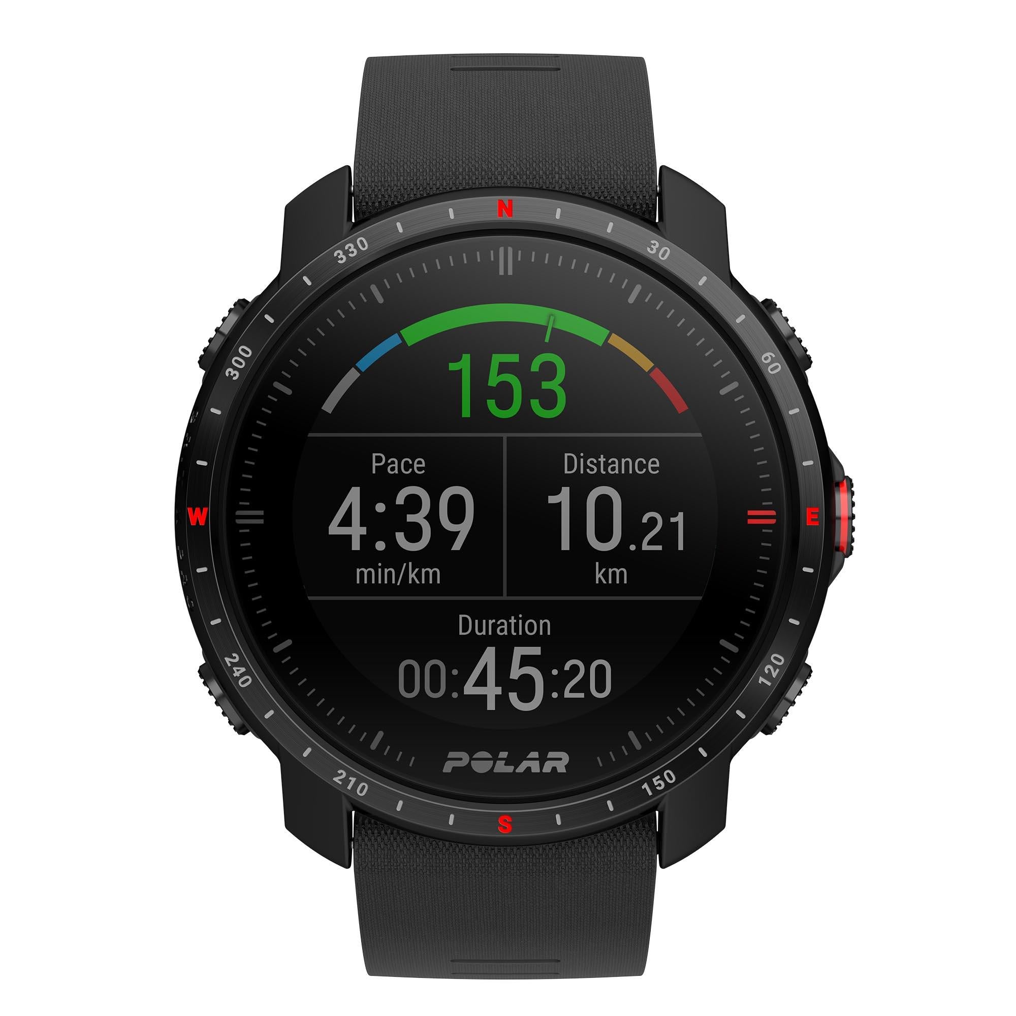 Polar Grit X Pro Black DLC Quartz Black Dial Rubber Strap Watch 90085773