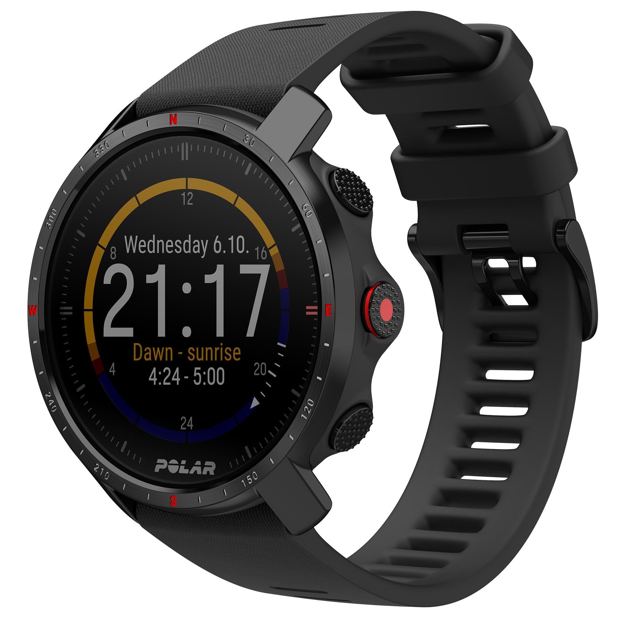 Polar Grit X Pro Black DLC Quartz Black Dial Rubber Strap Watch 90085773
