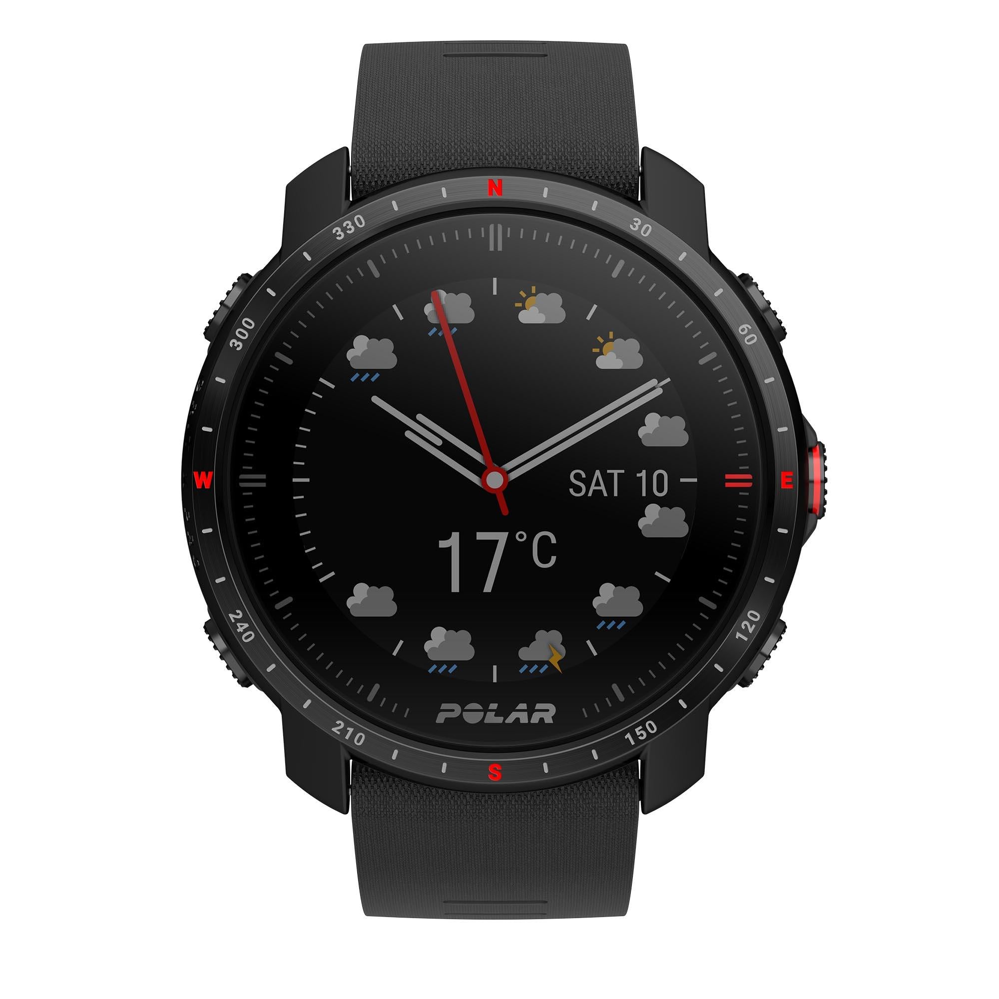 Polar Grit X Pro Black DLC Quartz Black Dial Rubber Strap Watch 90085773