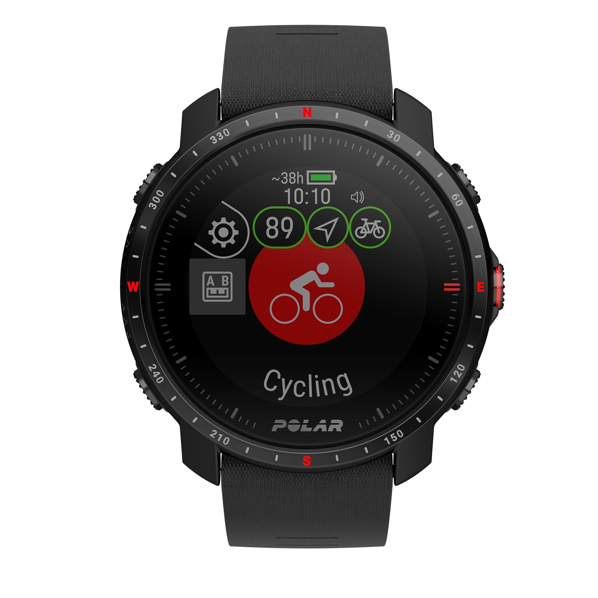 Polar Grit X Pro Black DLC Quartz Black Dial Rubber Strap Watch 90085773