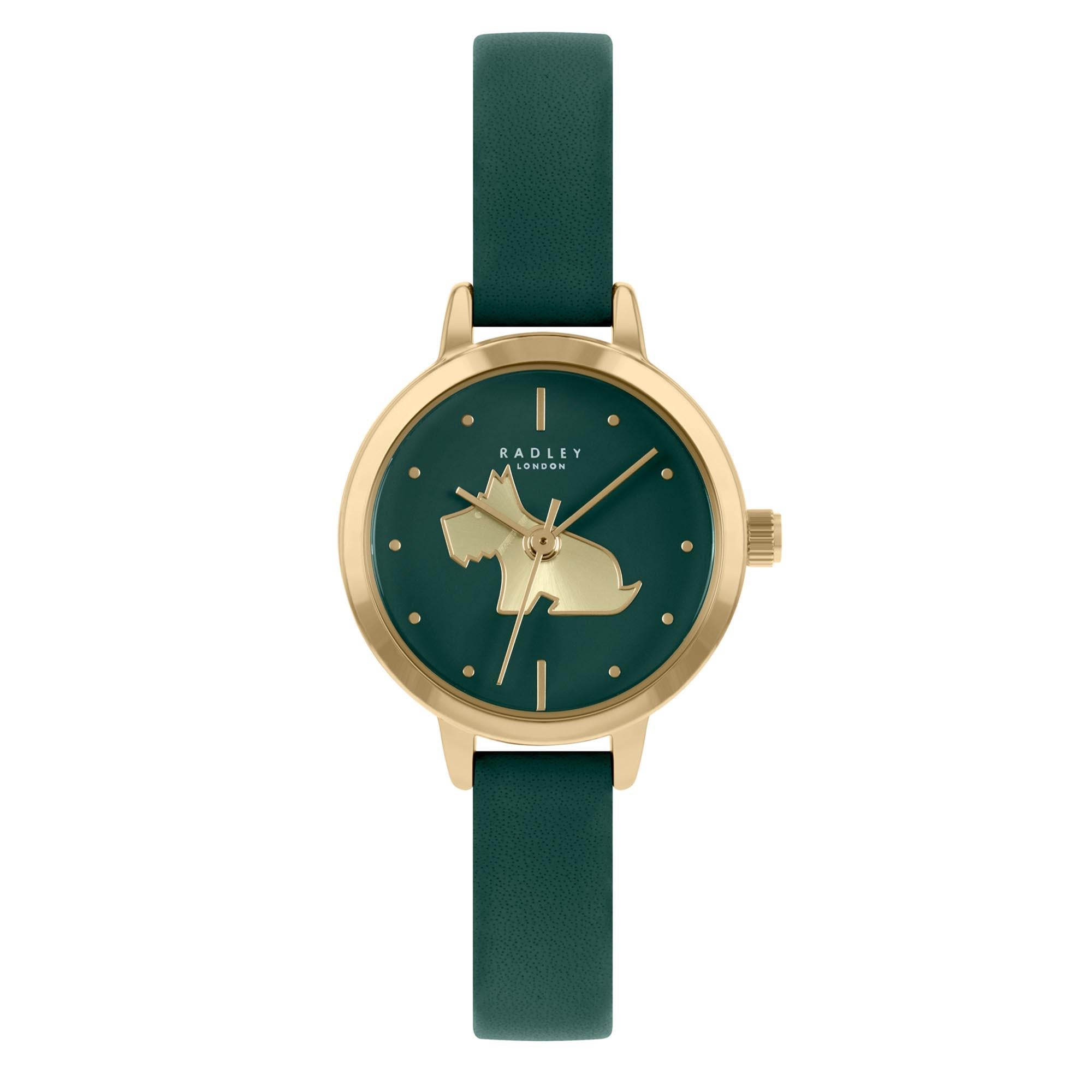 Radley Quarz Grüne Zifferblatt Lederarmband Damen Uhr Halskette Set RY21308A-SET