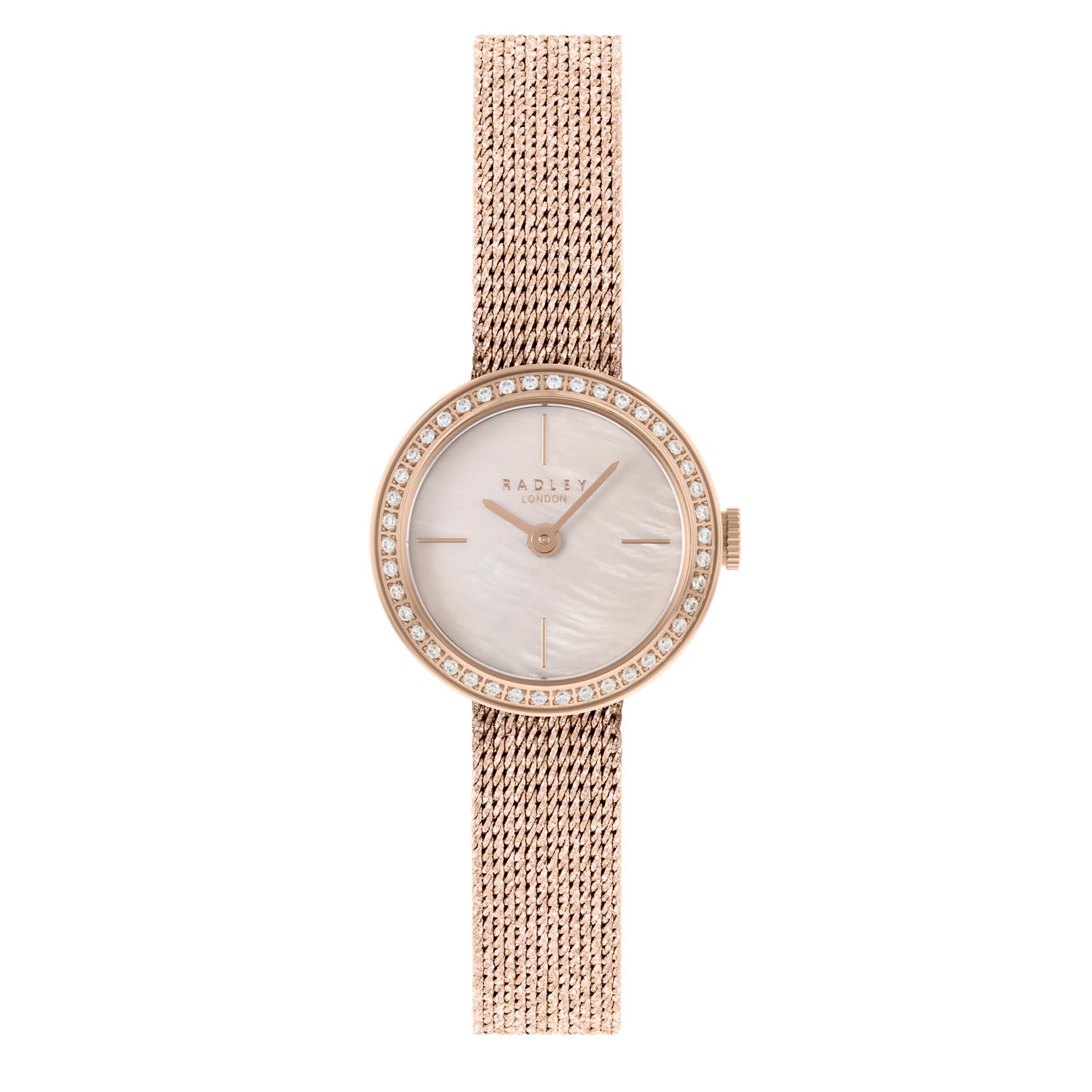 Radley Quarz Rosa Zifferblatt Gold Milanese Messing Armband Damen Uhr RY4570