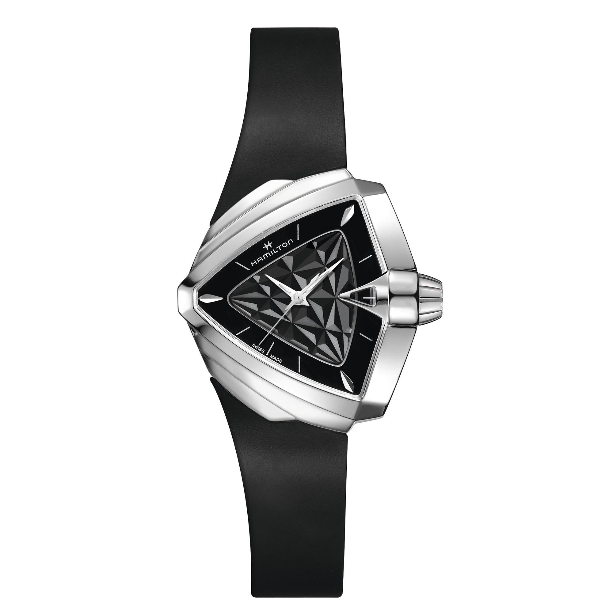 Hamilton Ventura 38mm Black Dial Rubber Mens Quartz Watch H24251330